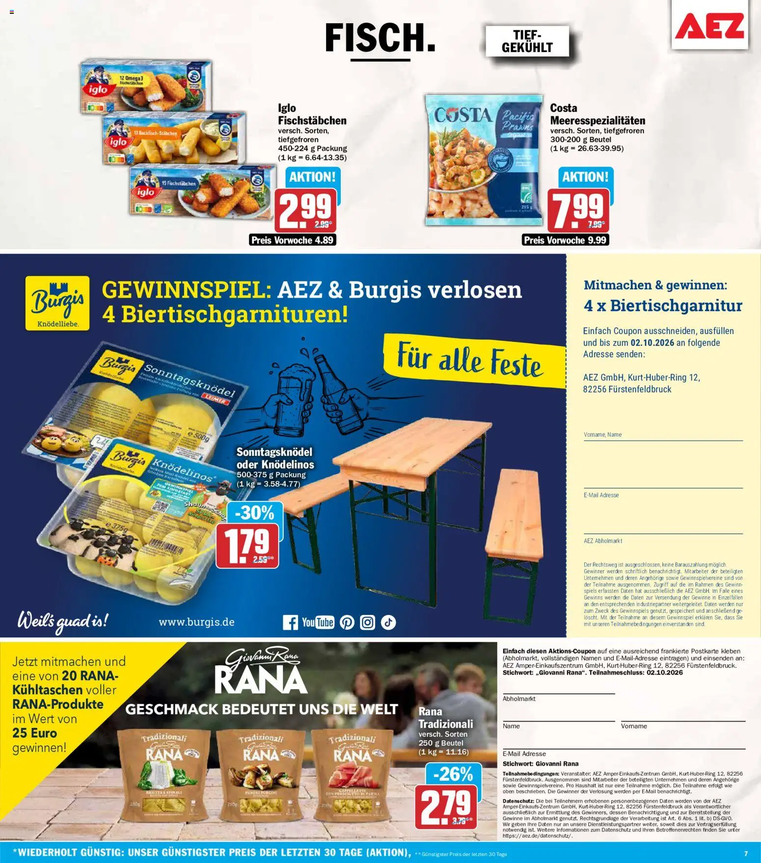 AEZ Prospekt – gültig ab 21.09.2026 | Seite: 7 | Produkte: Iglo, Fischstabchen