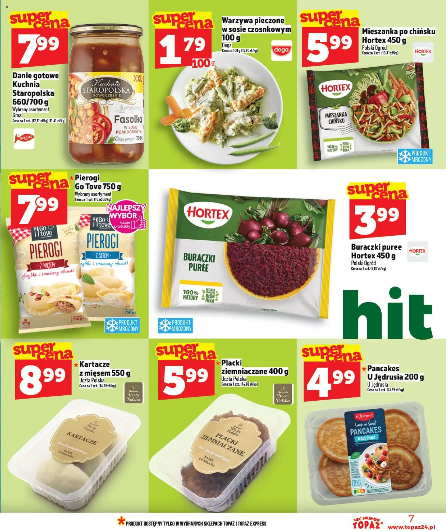 Topaz gazetka od 12.03.2026 | Strona: 7 | Produkty: Pierogi, Naleśniki, Pancakes, Warzywa