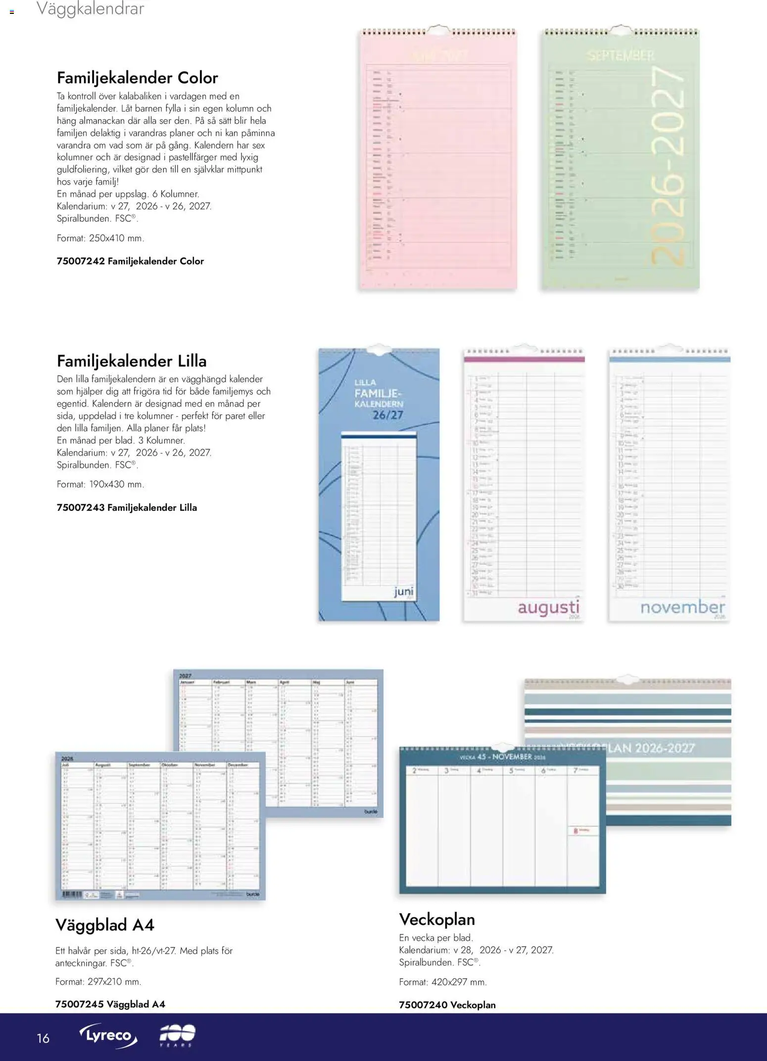 Lyreco reklamblad aktuell från 01.08.2026 | Sida: 16 | Produkter: Kalender
