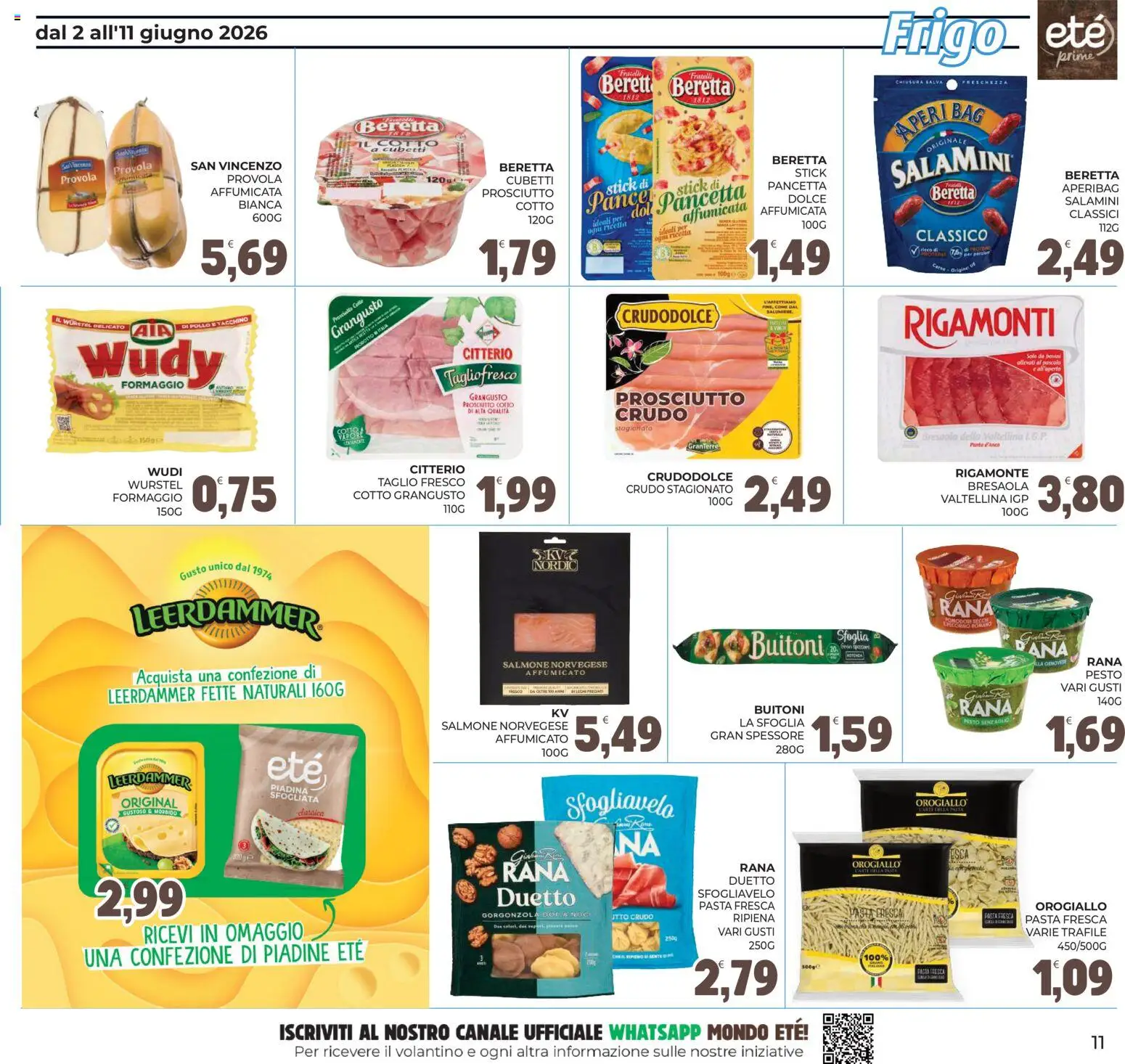 Volantino Eté del 02.06.2026 | Pagina: 11 | Prodotti: Salmone, Bresaola, Pasta, Wurstel