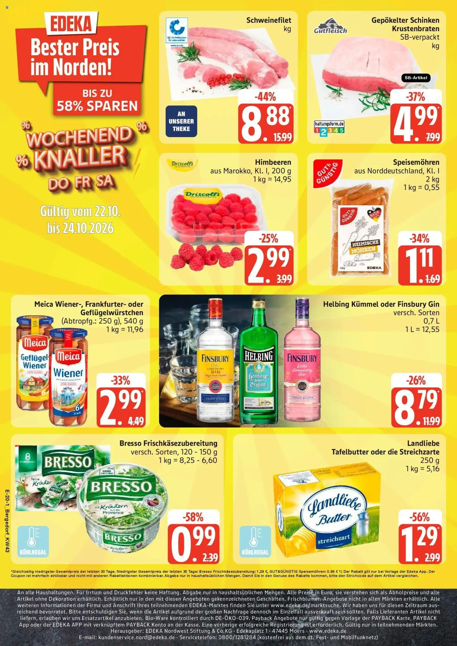 Edeka Prospekt Hamburg (ab 19.10.2026) » Angebote Online | Seite: 28 | Produkte: Theke, Krustenbraten, Meica, Gin