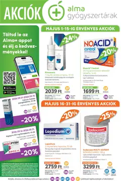 Alma Gyógyszertárak akciós újság - amely érvényes a következő dátumtól: 01.05.2026