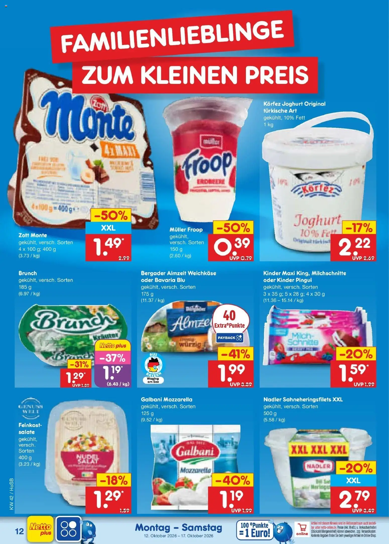 Netto Marken-Discount Prospekt Hannover (ab 12.10.2026) » Angebote | Seite: 14 | Produkte: Froop, Milch, Joghurt, Mozzarella