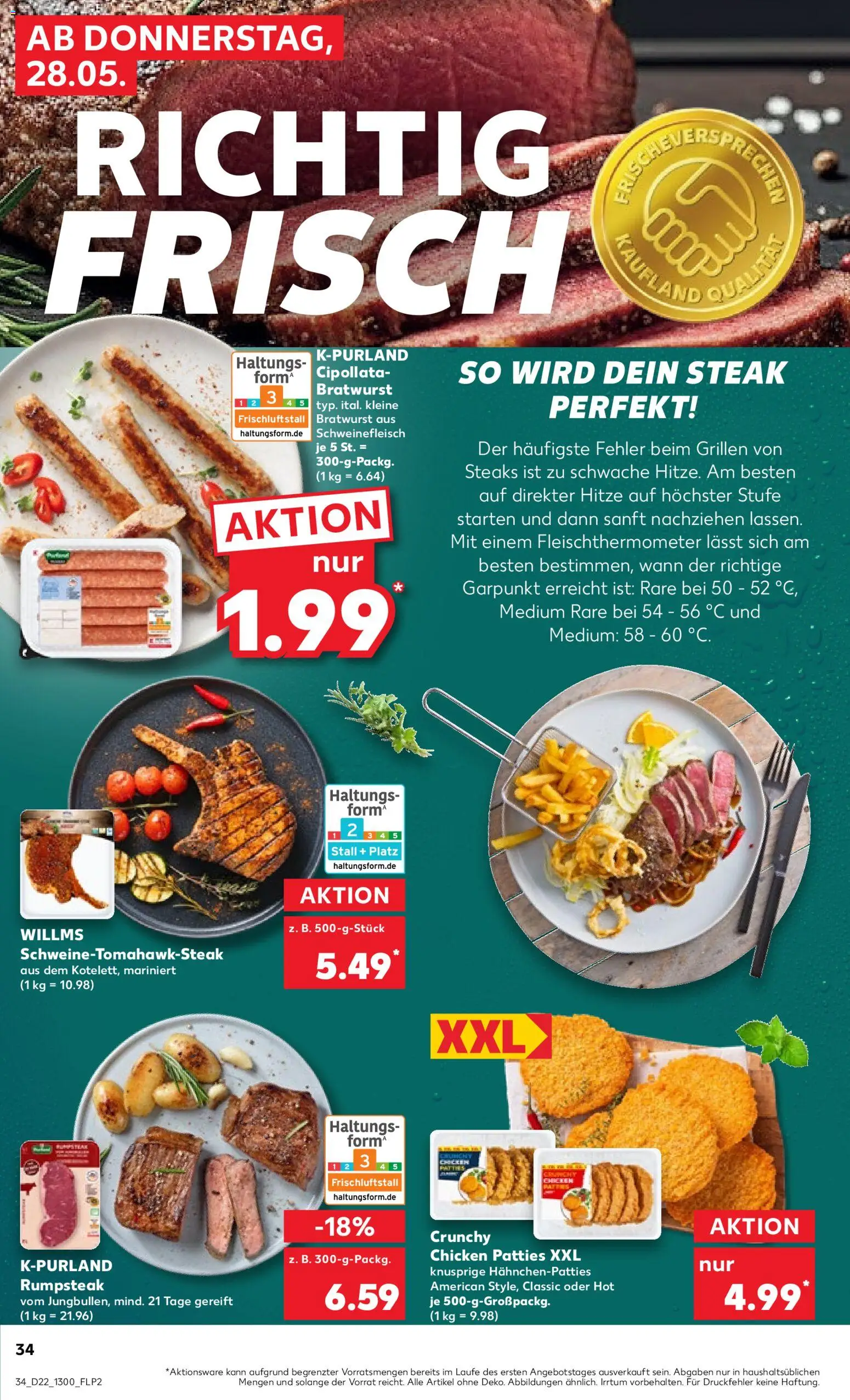Kaufland Prospekt Köln – gültig ab 28.05.2026 | Seite: 34 | Produkte: Rumpsteak, Bratwurst, Schweinefleisch, Steak