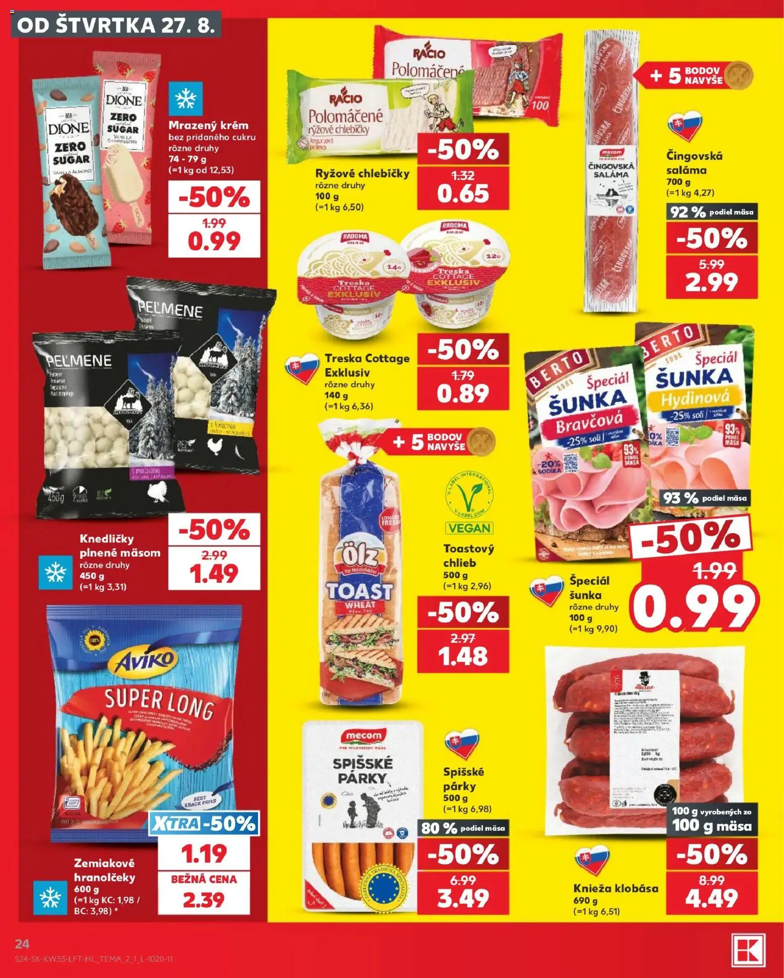Nové Kaufland akcie – leták je platný od 27.08.2026 | Strana: 24 | Produkty: Chlieb, Saláma, Šunka, Treska