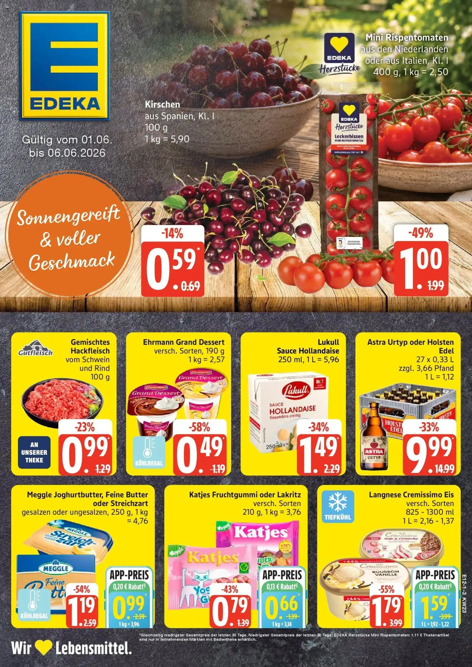 Edeka prospekt Ammersbek – gültig ab 01.06.2026 | Seite: 1 | Produkte: Ehrmann grand dessert, Bourbon, Eis, Hackfleisch
