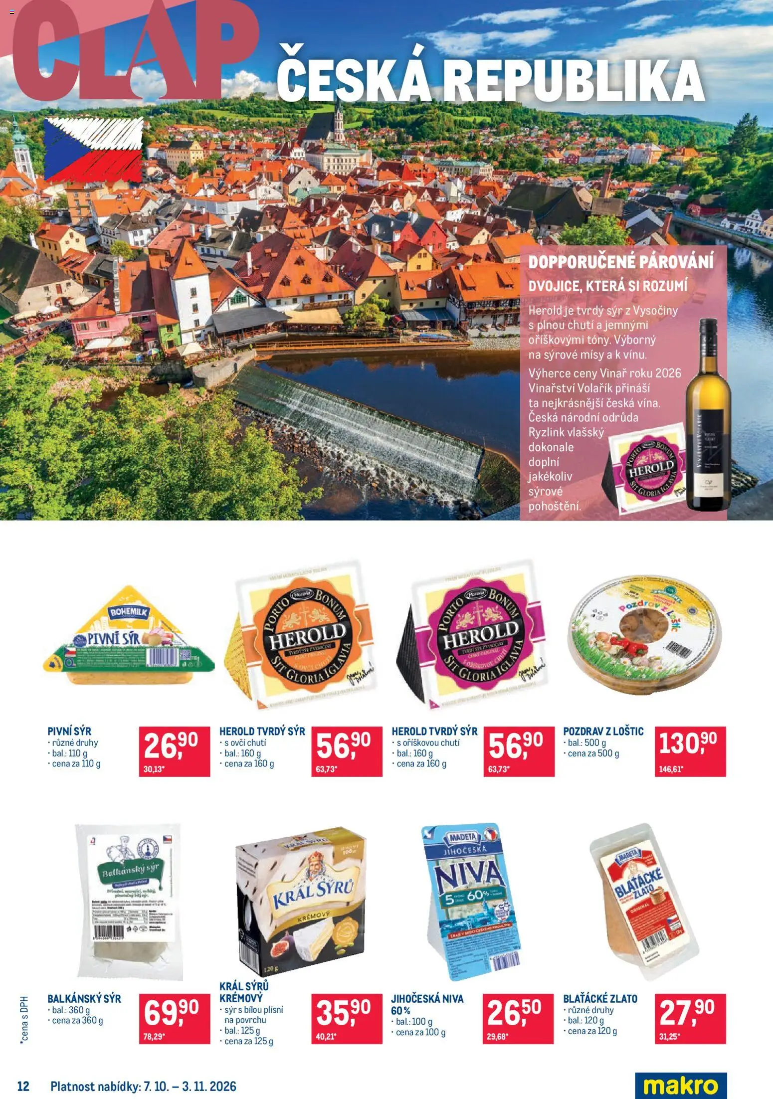 Makro leták - Pro milovníky jídla od 07.10.2026 | Strana: 12 | Produkty: Sýr, Balkánský sýr, Niva, Tvrdý sýr