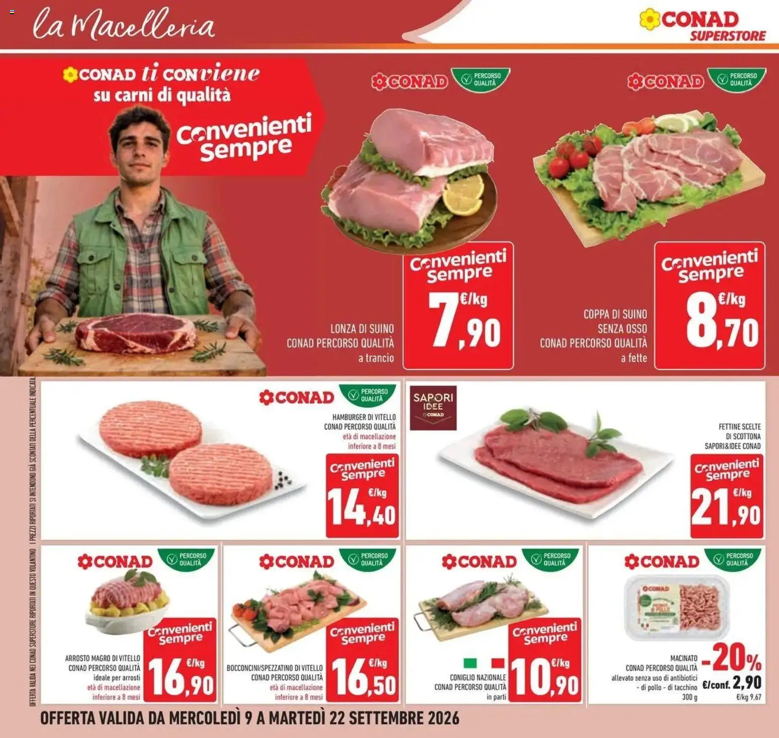 Volantino Conad dal 09/09/2026 > Anteprima | Pagina: 28 | Prodotti: Arrosto, Pollo, Suino, Hamburger