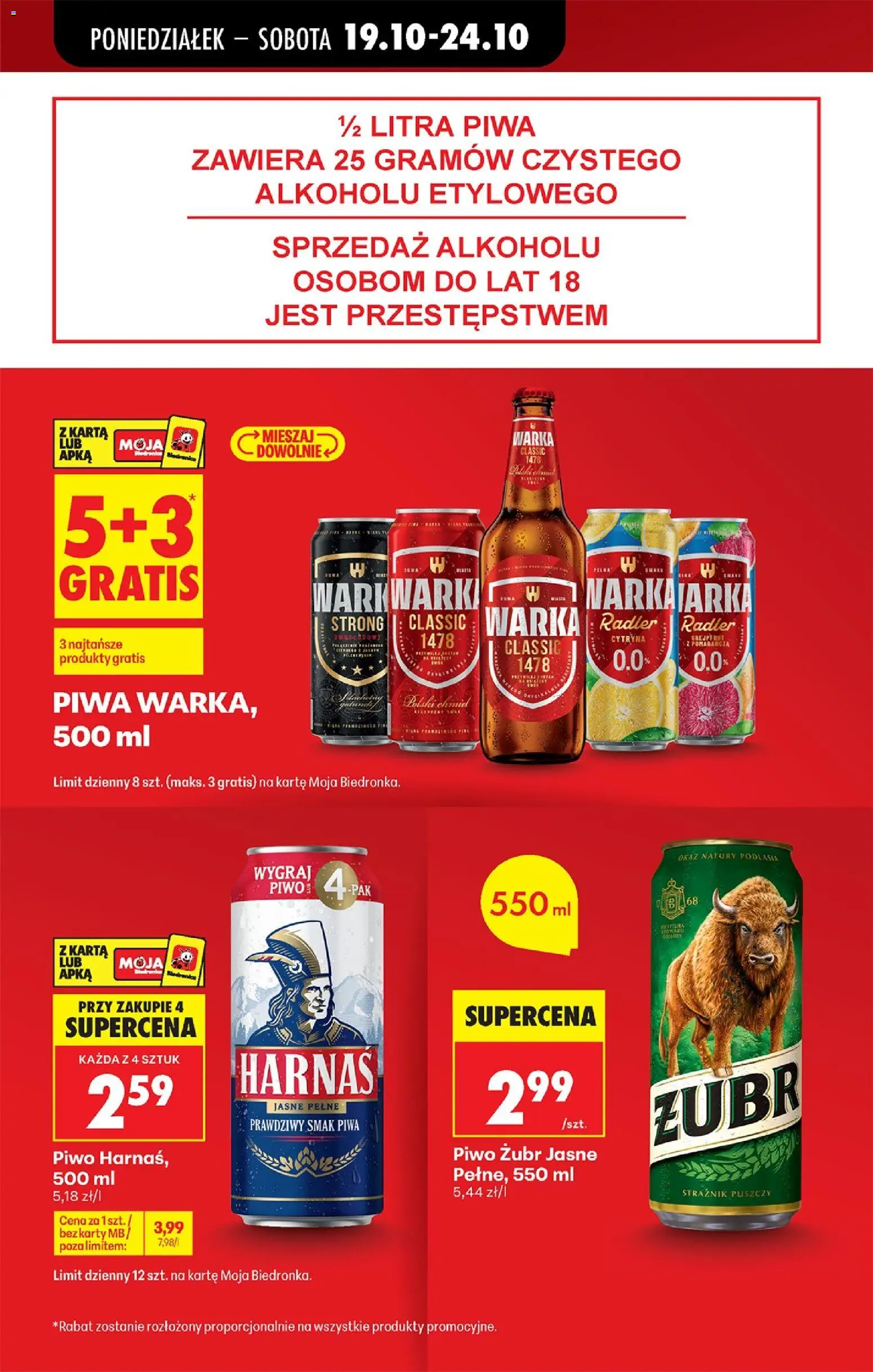 Biedronka Polsko leták - Codziennie niskie ceny od 19.10.2026 | Strana: 15 | Produkty: Zubr, Radler