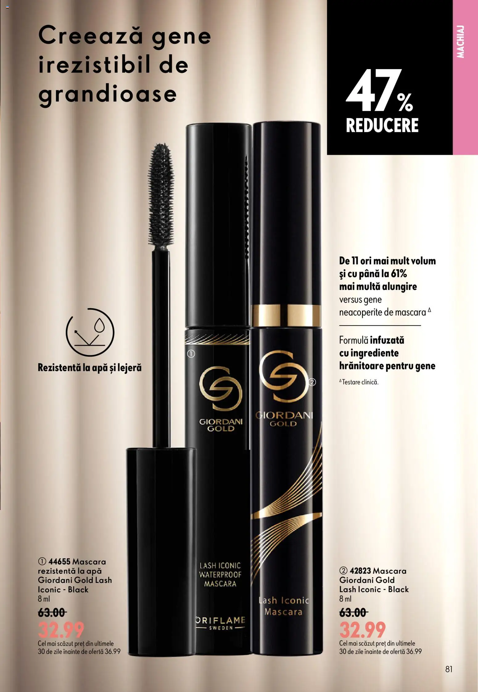 Noul catalog Oriflame – valabil de la 19.08.2026 | Pagină: 81 | Produse: Machiaj, Mascara, Apă, Black