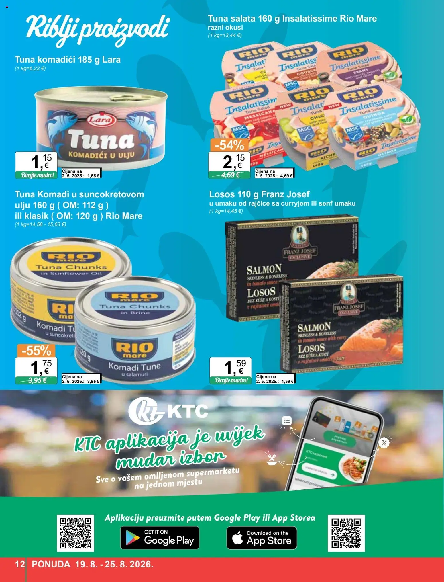 KTC katalog | vrijedi od 19.08.2026 | Stranica: 12 | Proizvodi: Rio Mare, Rajčice, Losos, Curry