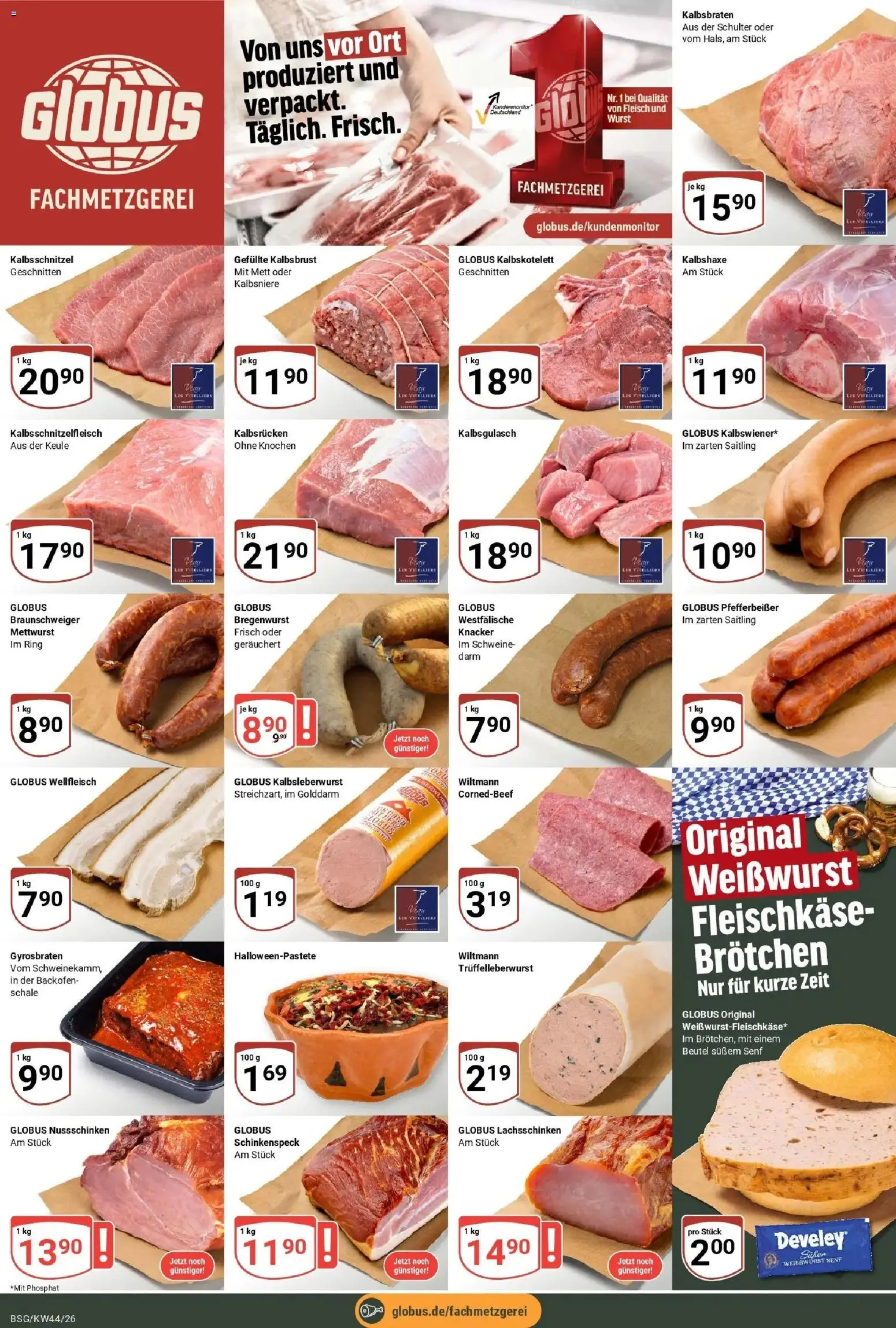 Globus Prospekt Braunschweig – gültig ab 26.10.2026 | Seite: 8 | Produkte: Weißwurst, Wurst, Backofen, Schulter