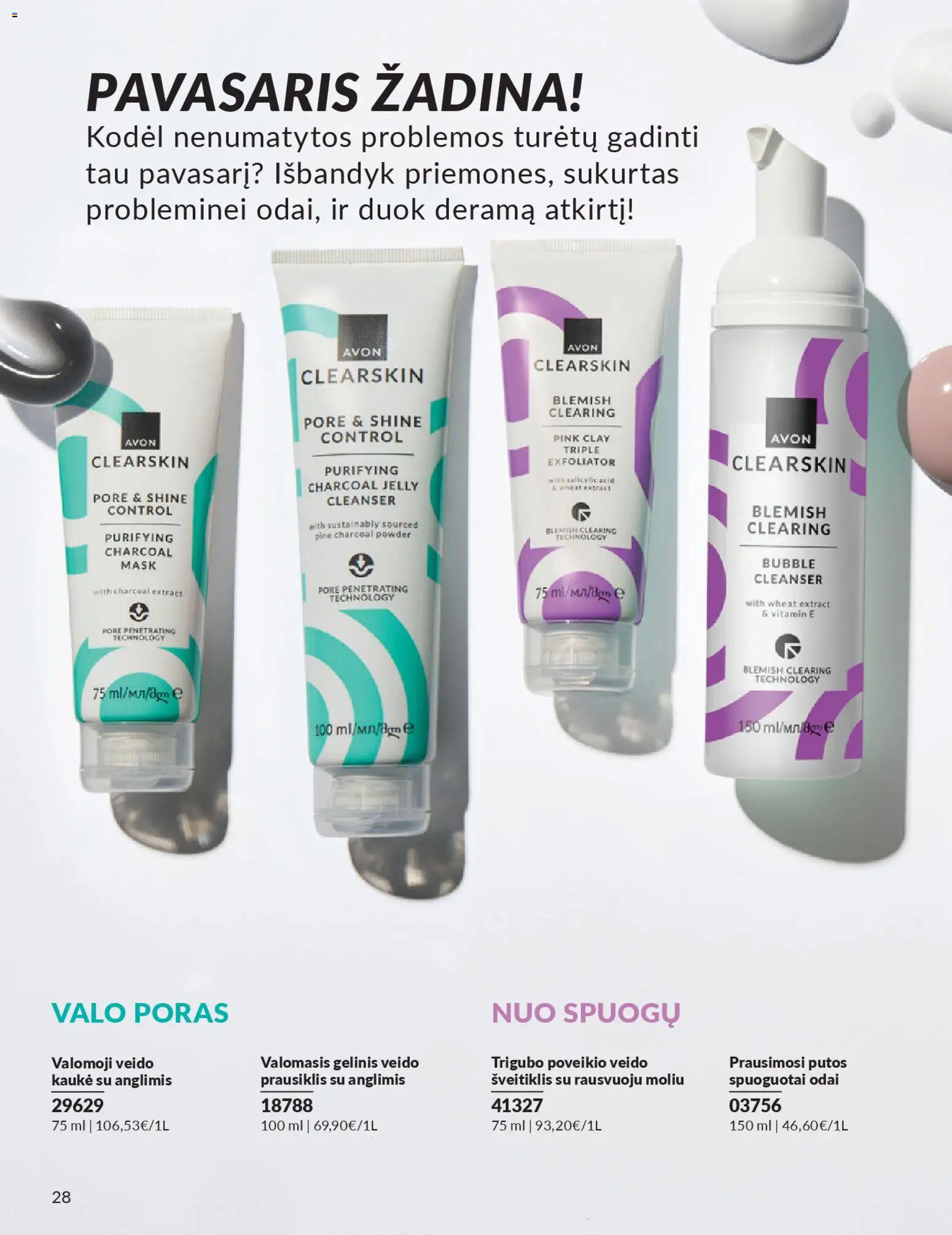 AVON akcijos nuo 2026.04.01 | Puslapis: 28 | Prekių: Putos, Kaukė, Šveitiklis, Prausiklis
