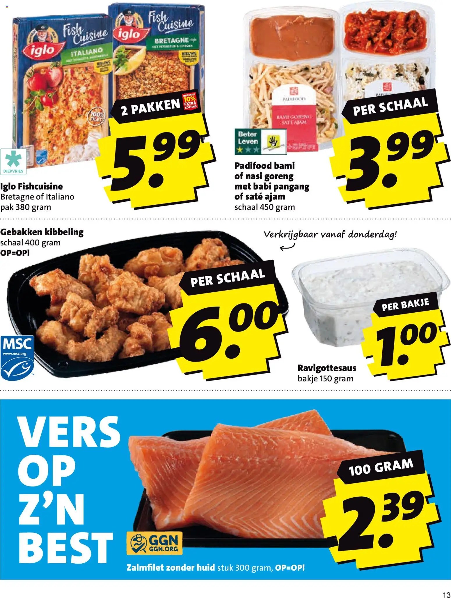 {H1} | Pagina: 13 | Producten: Schaal, Zalmfilet