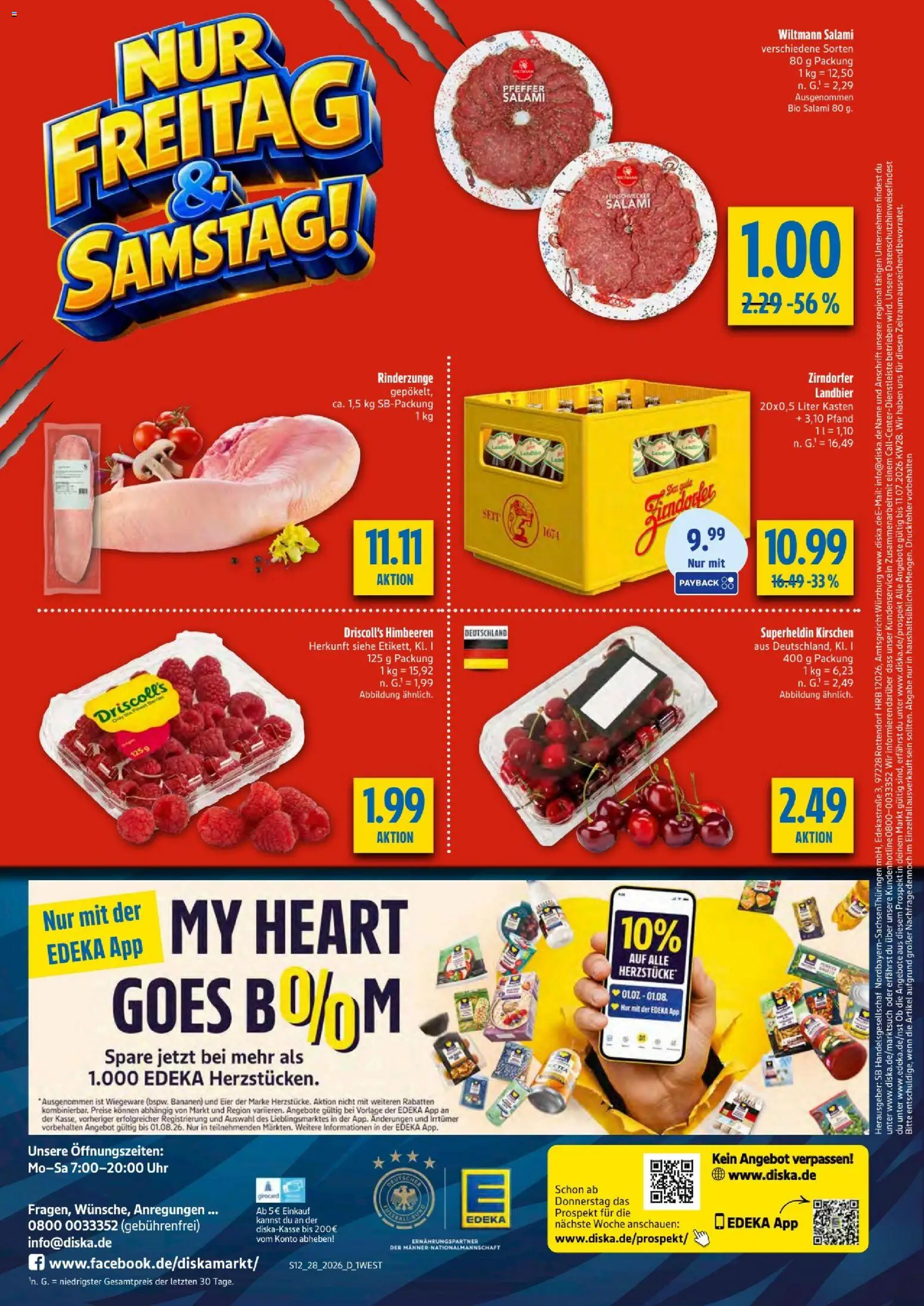 Diska - Diska Angebote Bayern KW28 – gültig ab 06.07.2026 | Seite: 12 | Produkte: Bananen, Kirschen, Salami, Uhr
