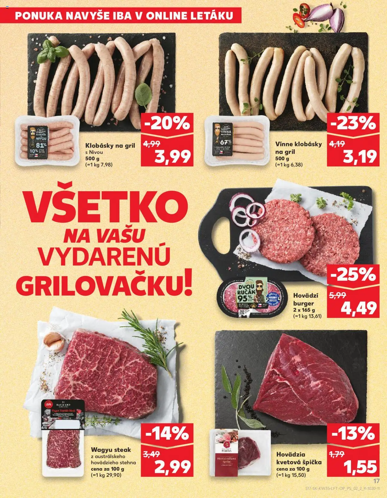 Nové Kaufland akcie – leták je platný od 28.08.2025 | Strana: 17 | Produkty: Gril, Klobása, Steak