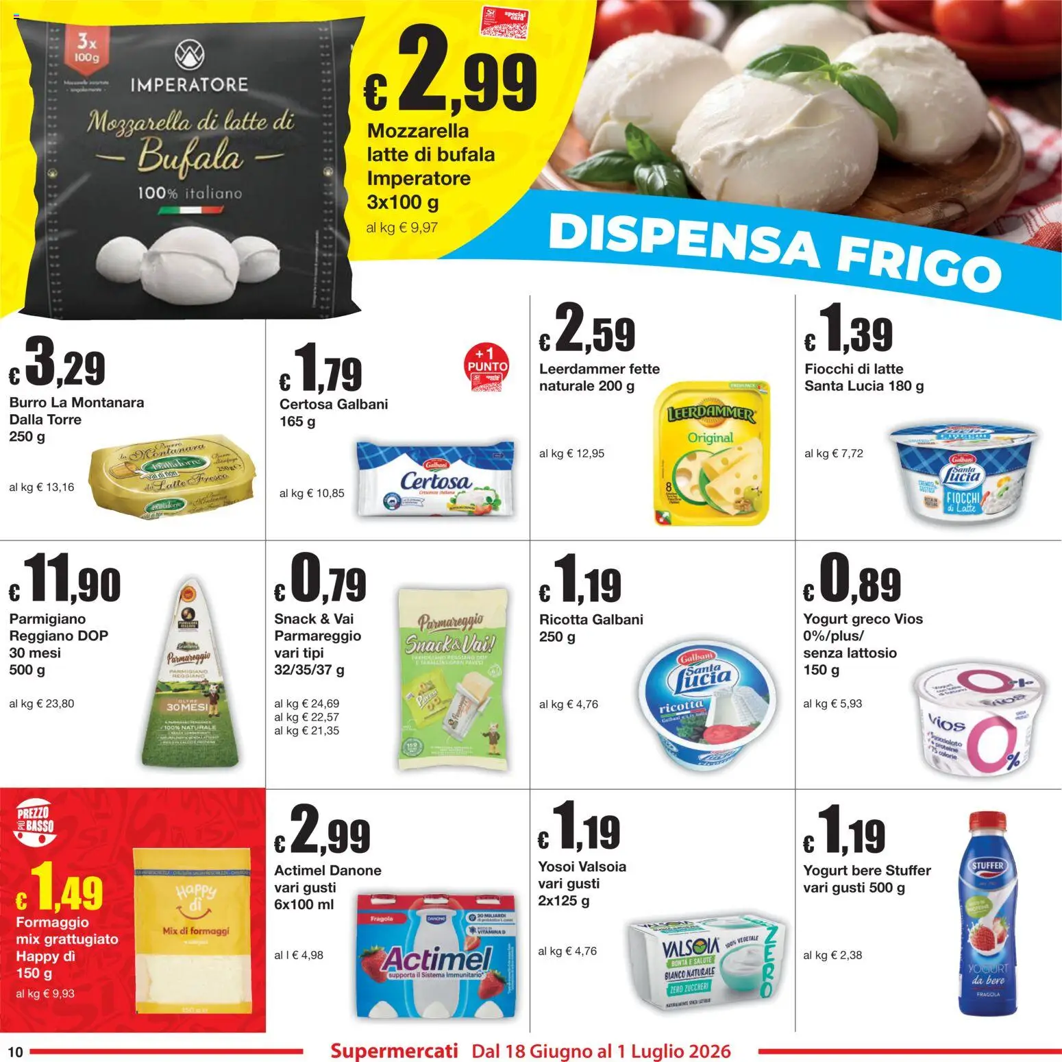 Volantino Sì con Te del 18.06.2026 | Pagina: 10 | Prodotti: Yogurt greco, Fiocchi di latte, Ricotta, Parmigiano