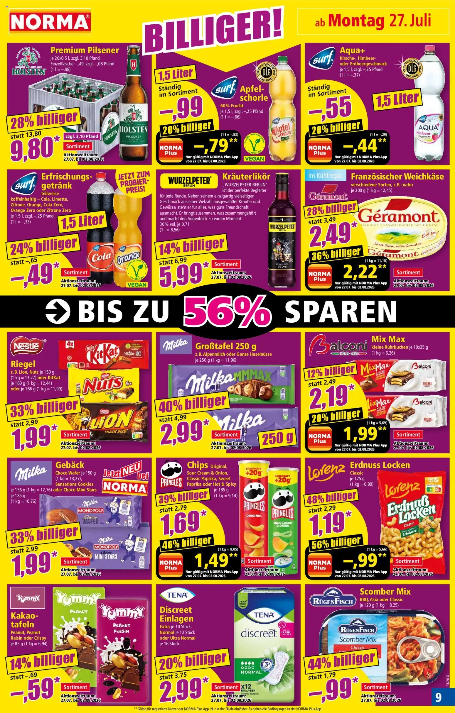 Norma Prospekt – gültig ab 27.07.2026 | Seite: 8 | Produkte: Holsten, Paprika, Zitrone, Chips