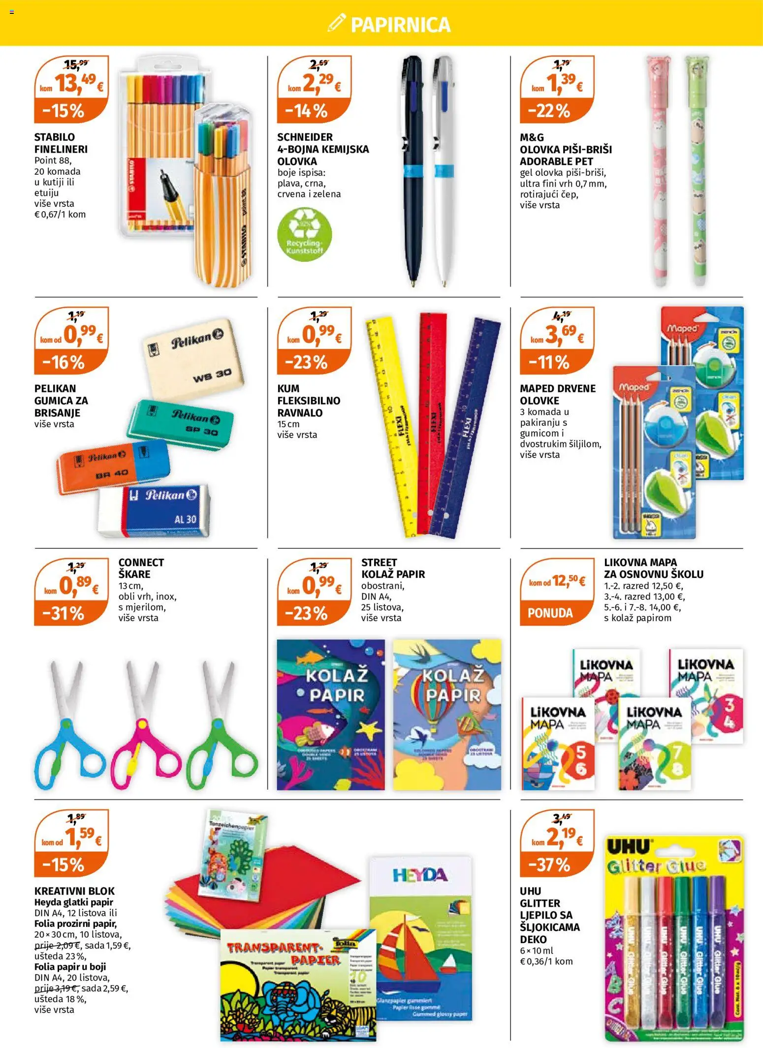 Müller katalog | vrijedi od 29.06.2026 | Stranica: 2 | Proizvodi: Kolaž papir, Škare, Ljepilo, Kemijska olovka