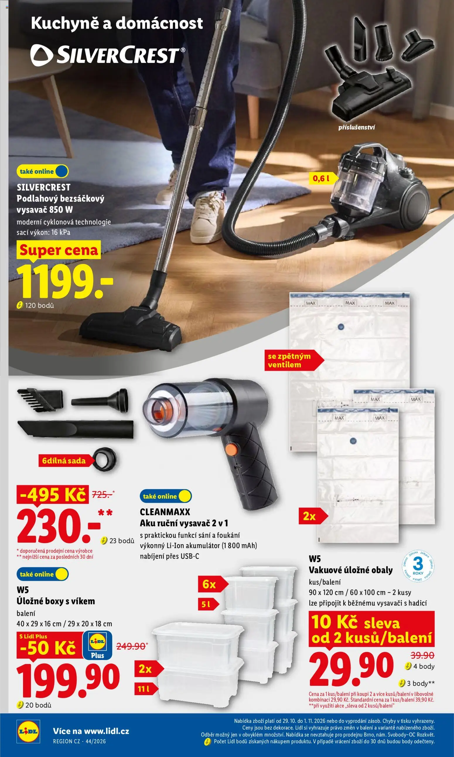 Lidl leták - Spotřební zboží od 26.10.2026 | Strana: 16 | Produkty: Ruční vysavač, Bezsáčkový vysavač, W5, Kuchyně