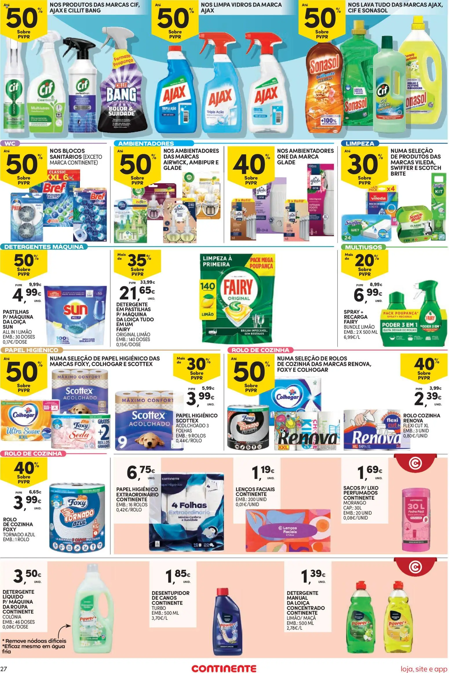 Continente folheto Bom Dia │ válido de 27/10/2026 | Página: 27 | Produtos: Agua, Papel higiénico, Perfume, Pato