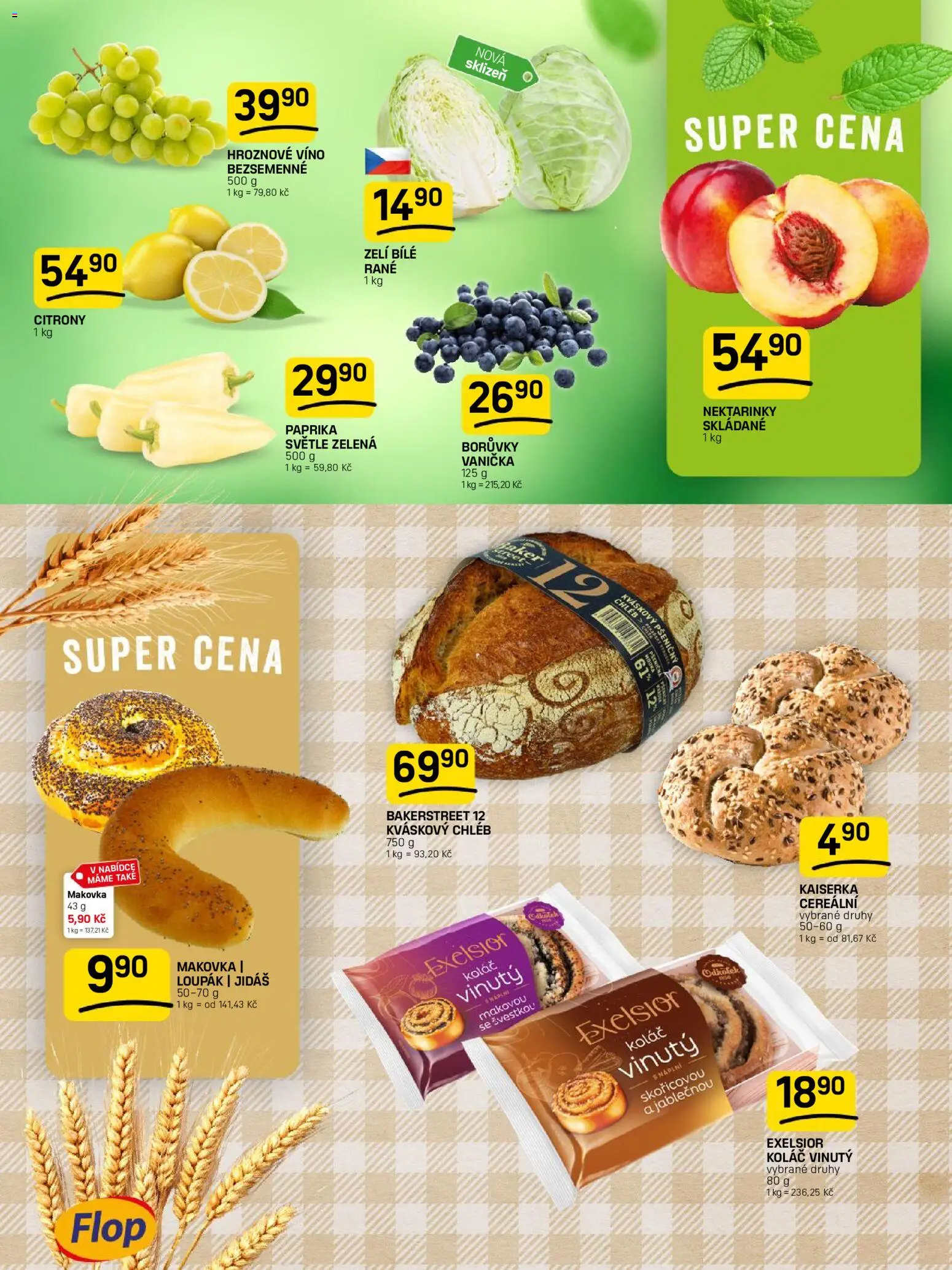 Flop leták od 24.06.2026 | Strana: 3 | Produkty: Kaiserka, Chléb, Borůvky, Paprika