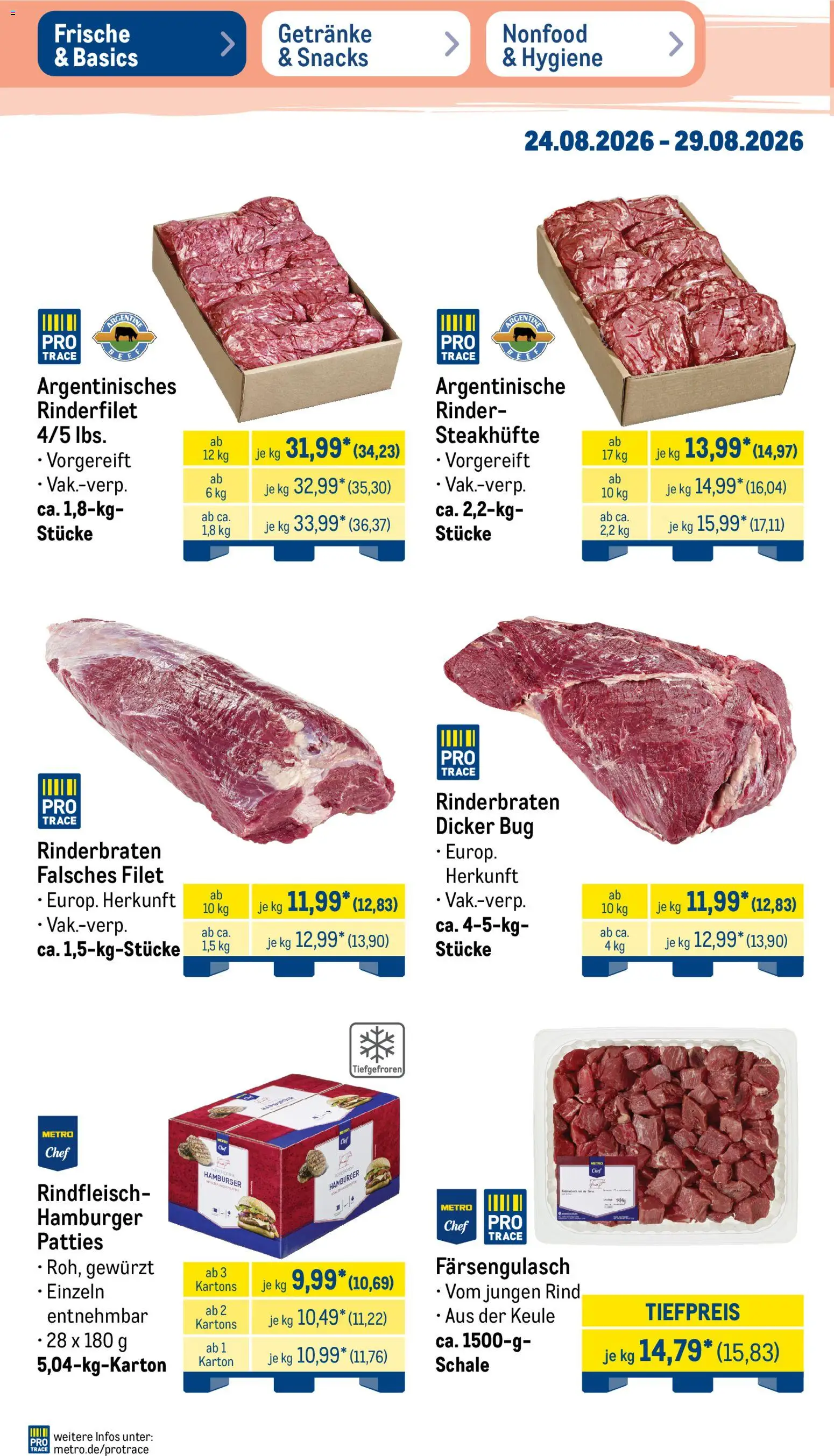 Metro NonFood-Angebote – gültig ab 24.08.2026 | Seite: 31 | Produkte: Rinderbraten, Rinderfilet, Rindfleisch