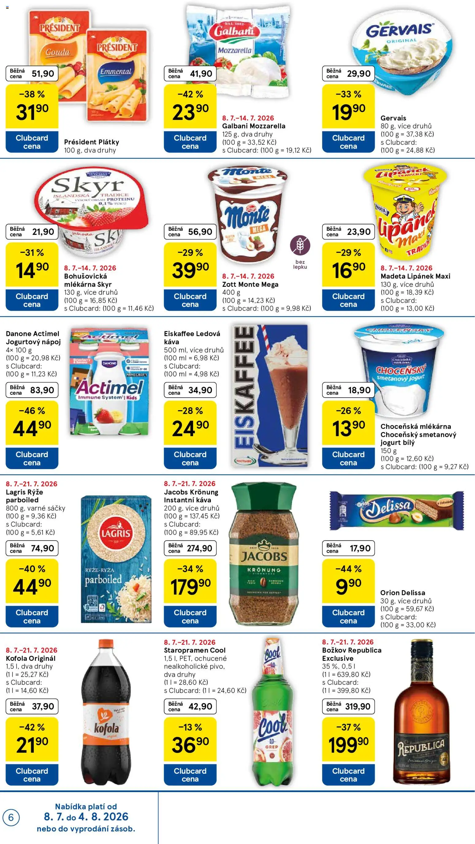 Tesco leták - Supermarket od 08.07.2026 | Strana: 6 | Produkty: Eiskaffee ledová káva, Eiskaffee, Republica, Jogurtový nápoj
