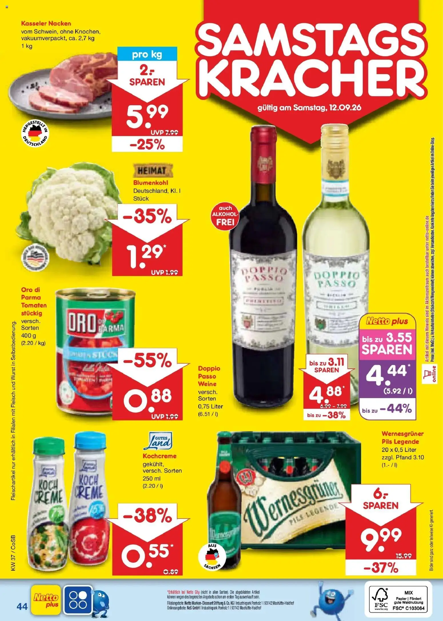 Netto Marken-Discount Prospekt Leipzig – gültig ab 07.09.2026 | Seite: 62 | Produkte: Tomaten, Kasseler nacken, Blumenkohl, Fleisch