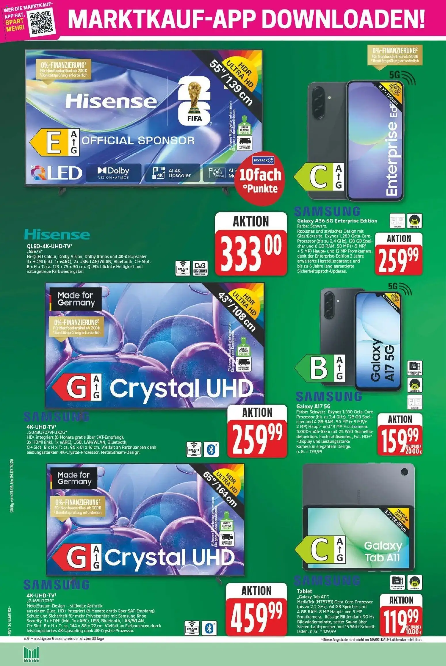 Marktkauf - Wochenangebote – gültig ab 28.06.2026 | Seite: 18 | Produkte: Hisense, Samsung, Bilder, Tablet