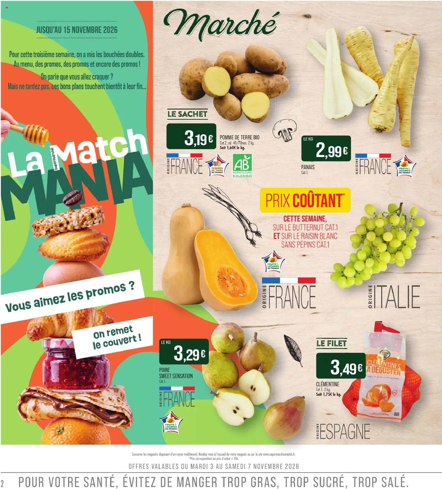 {H1} | Page: 2 | Produits: Pomme, Pomme de terre, Mais, Clementines