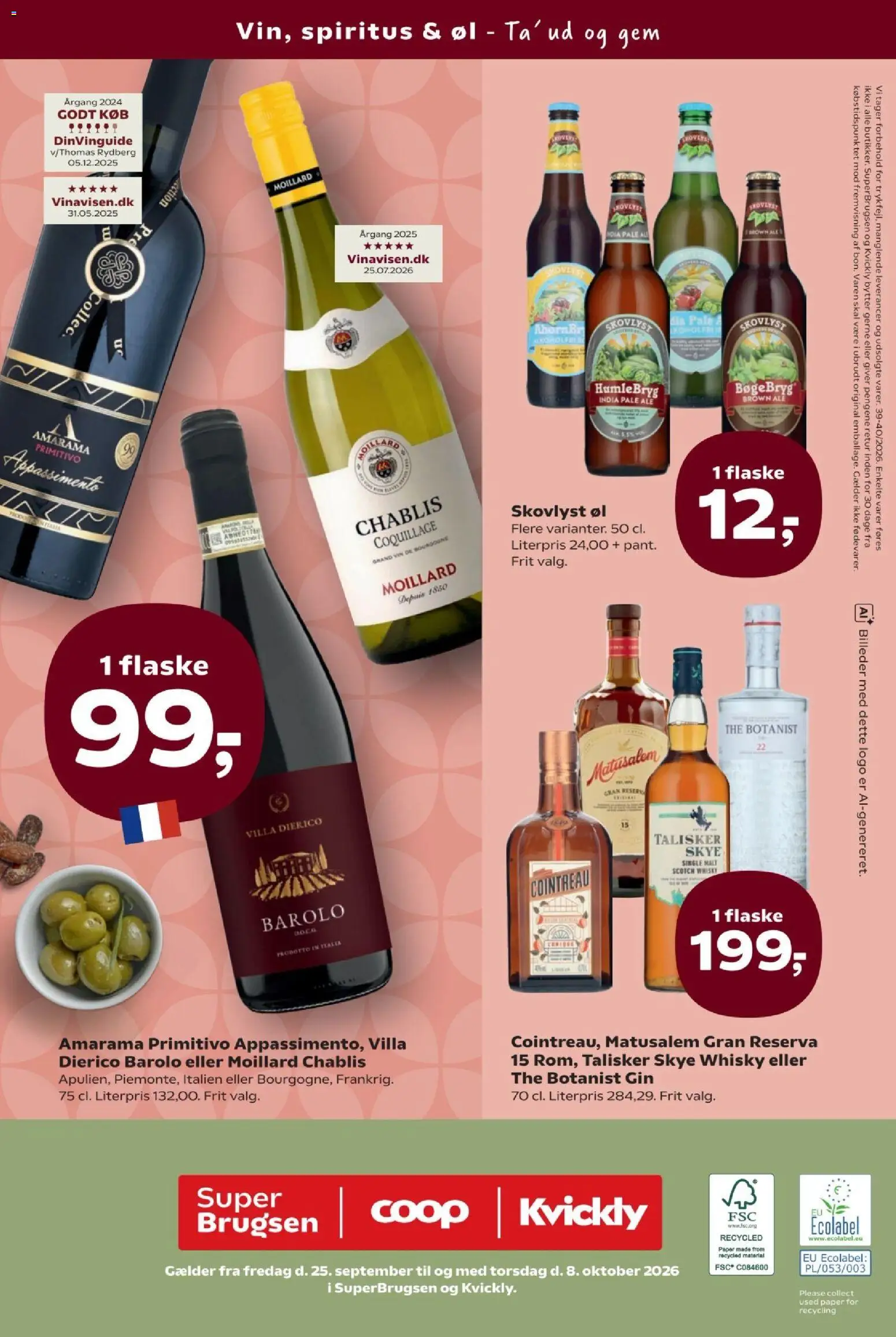 Super Brugsen tilbudsavis – gyldig fra 25/09/2026 | Side: 8 | Produkter: Vin, Øl, Gin, Whisky
