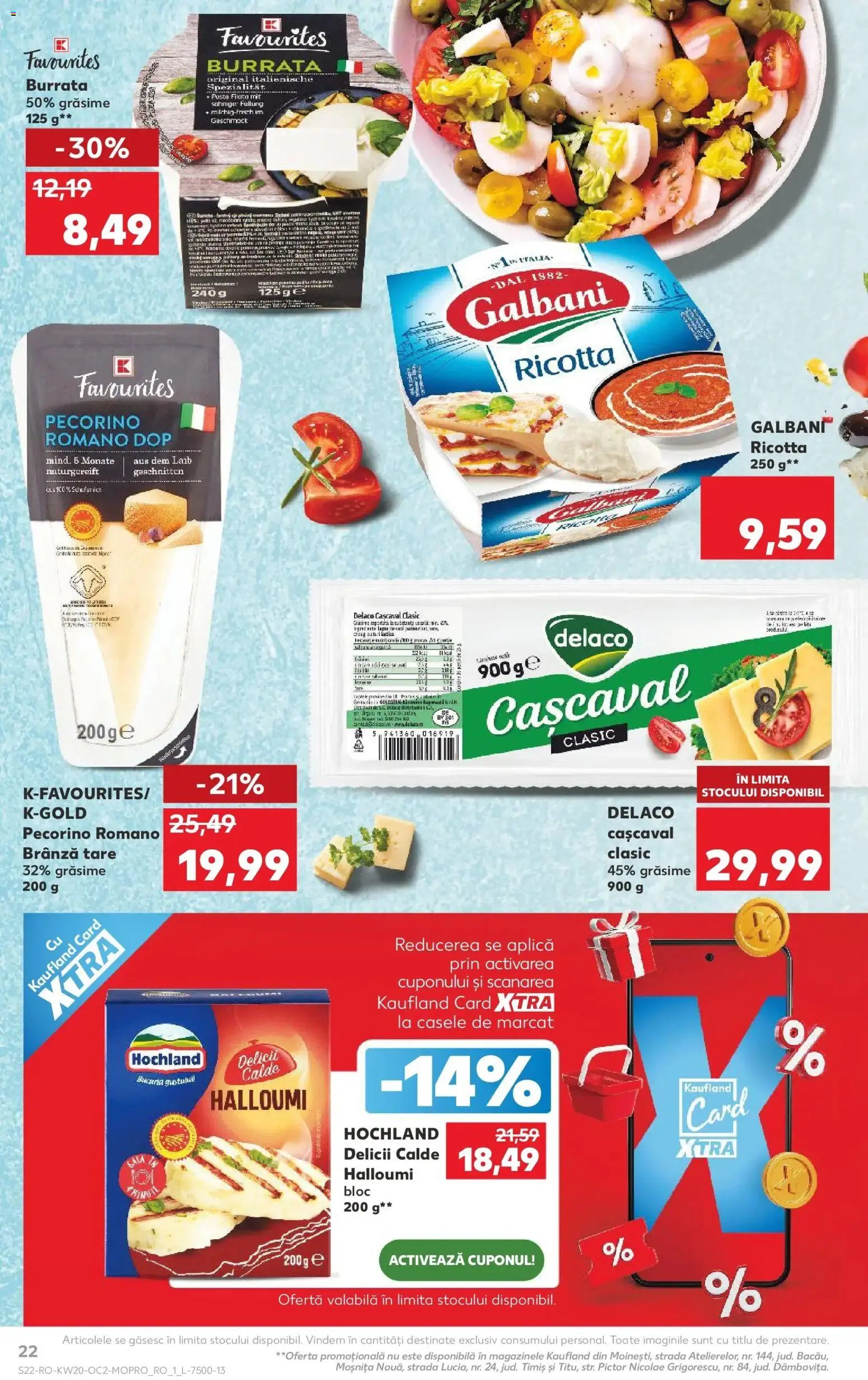 Noul catalog Kaufland – valabil de la 13.05.2026 | Pagină: 22 | Produse: Çift taraflı üst, Light Kedi Konservesi, Cașcaval, Brânză