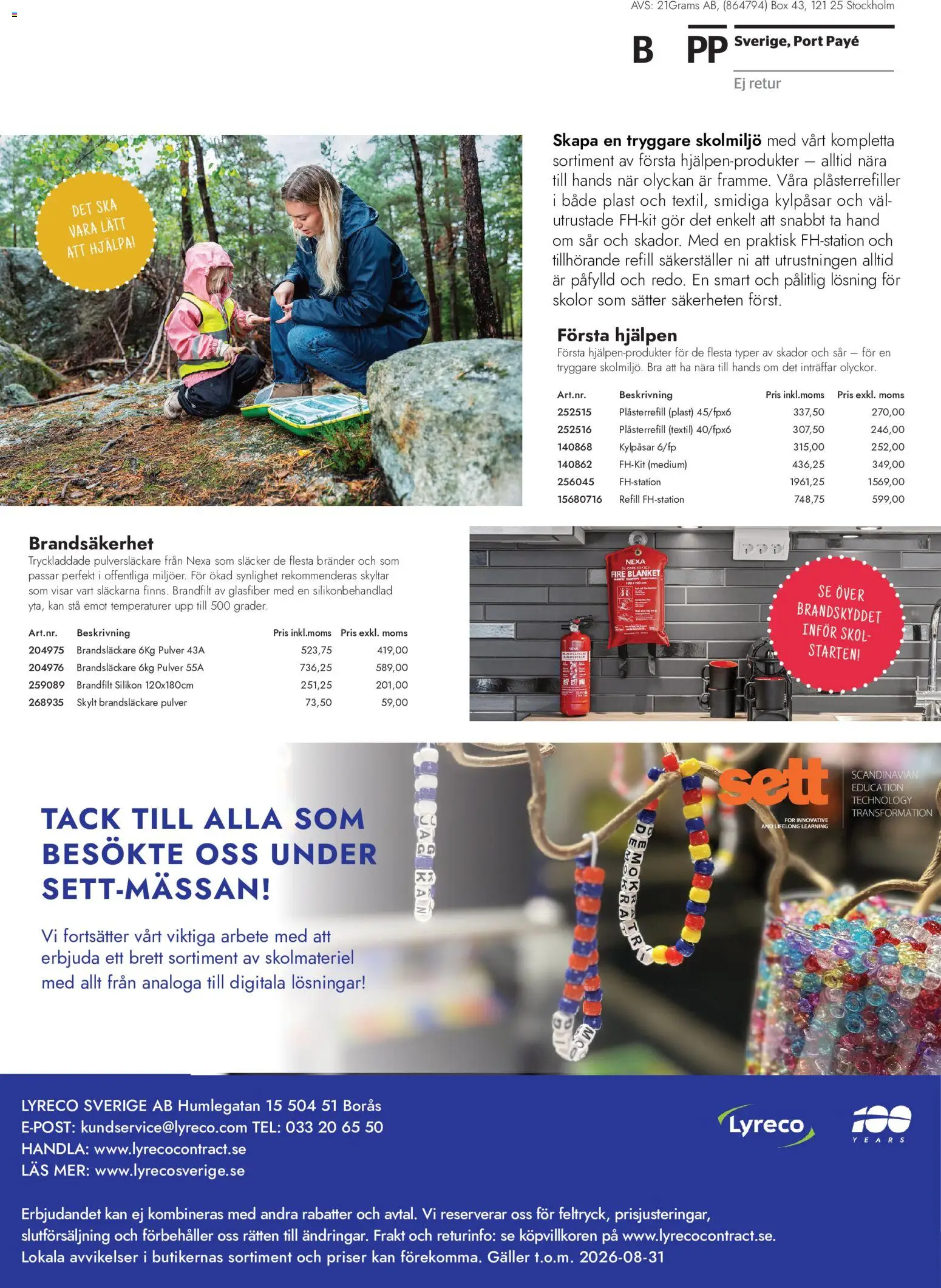 Lyreco reklamblad aktuell från 01/06/2026 | Sida: 20 | Produkter: Skylt, Första hjälpen, Galler, Brandsläckare