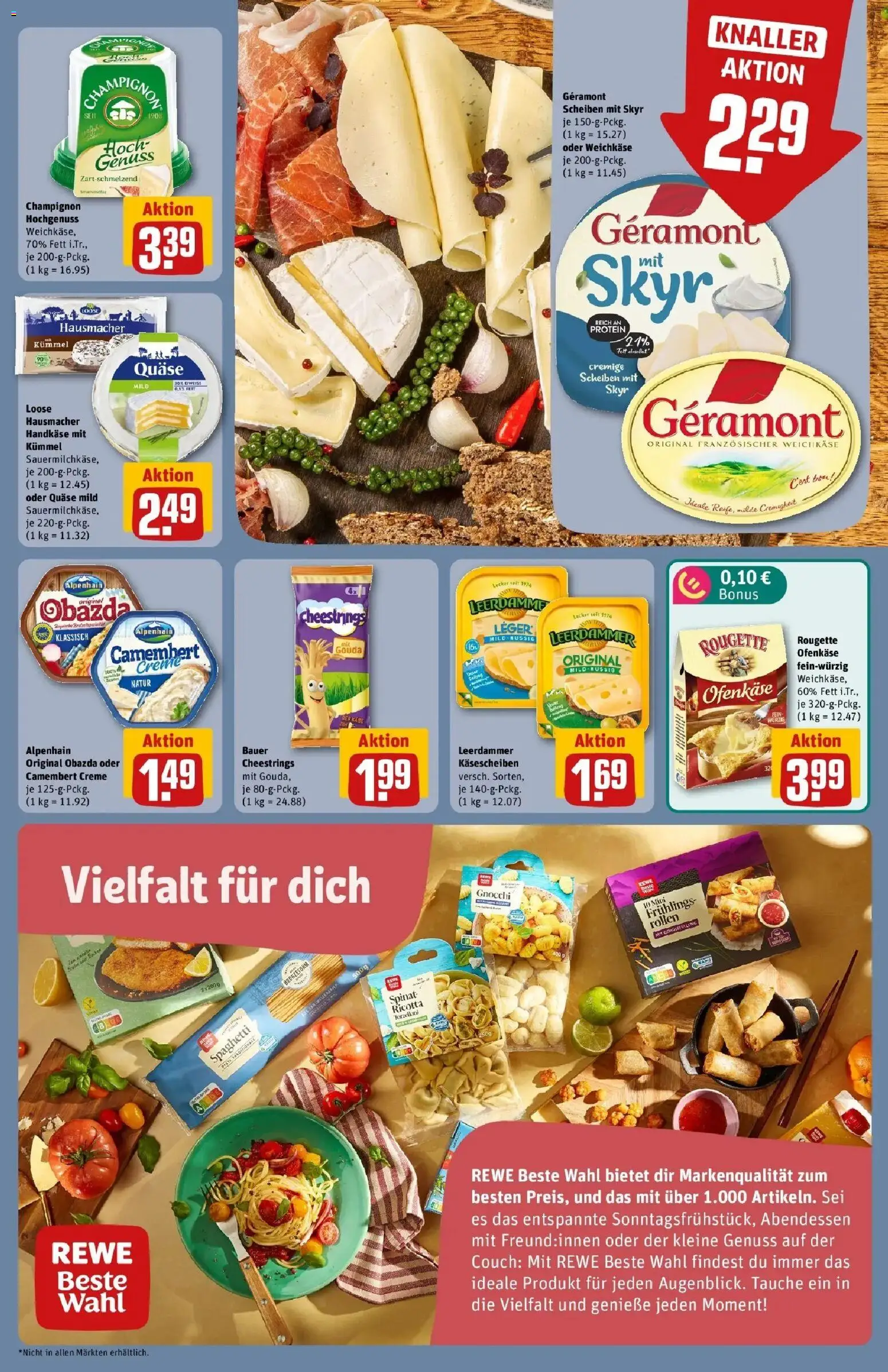 Rewe Prospekt München – gültig ab 06.07.2026 | Seite: 13 | Produkte: Käse, Gouda, Rougette ofenkase, Leerdammer