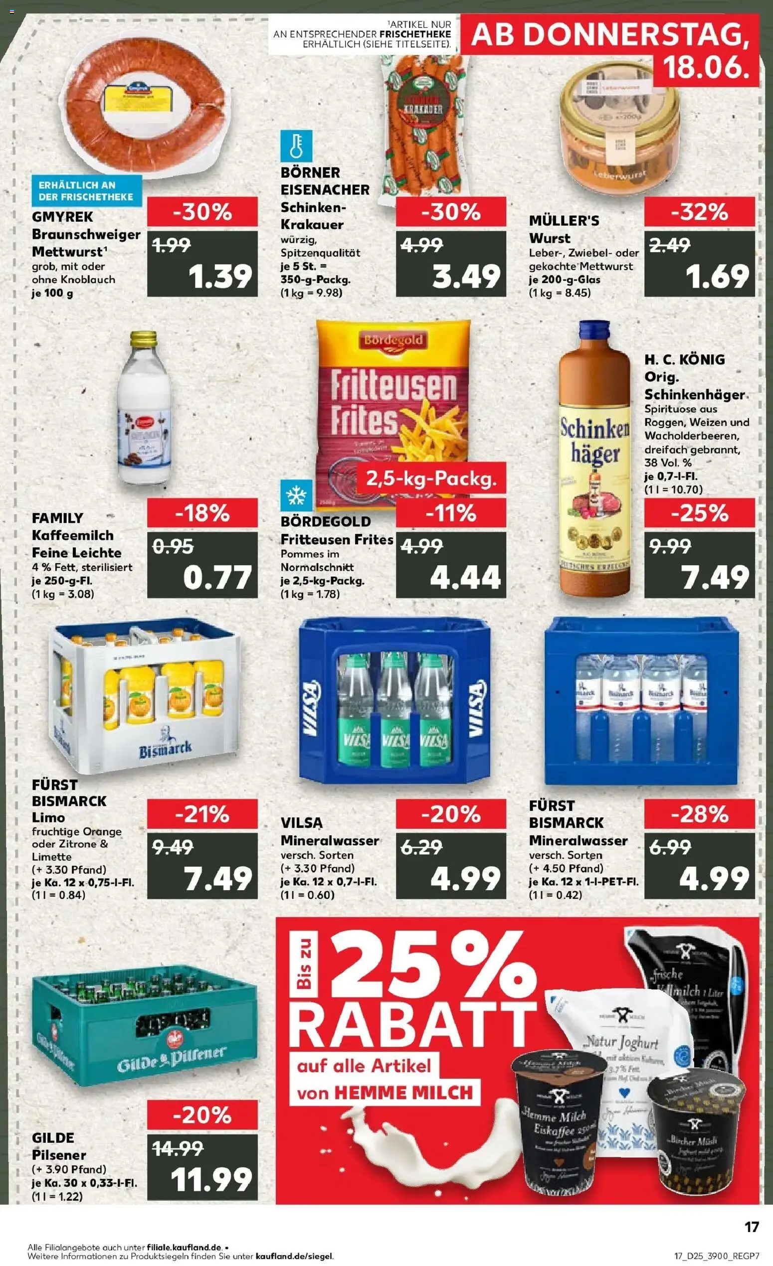 Kaufland Prospekt Stade – gültig ab 15.06.2026 | Seite: 2 | Produkte: Mineralwasser, Wurst, Limette, Schinken