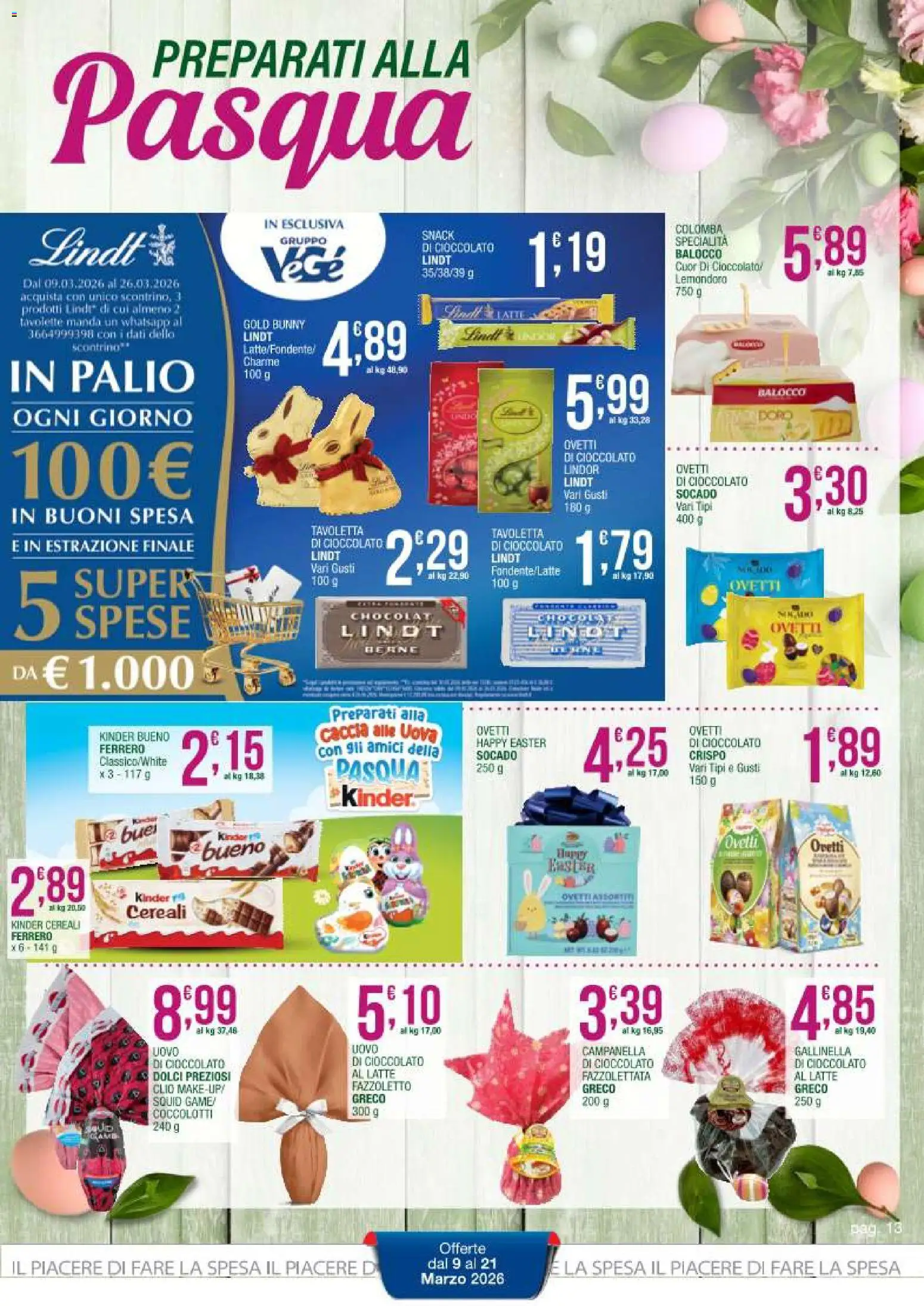 Volantino Sidis del 09.03.2026 | Pagina: 13 | Prodotti: Uova, Cereali, Latte, Gallinella