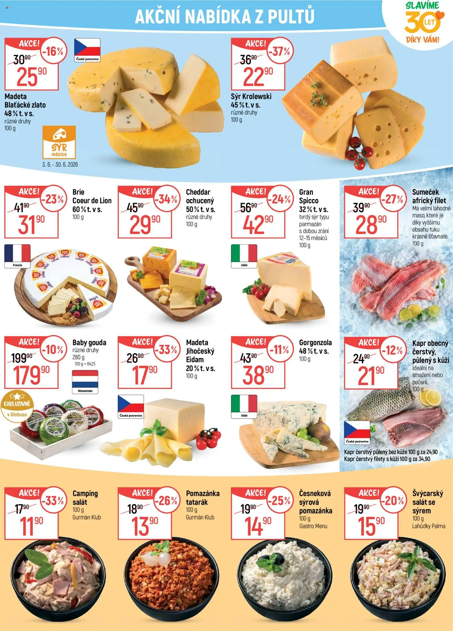 Globus leták - Chomutov od 10.06.2026 | Strana: 6 | Produkty: Sýr, Pomazánka, Filet, Cheddar