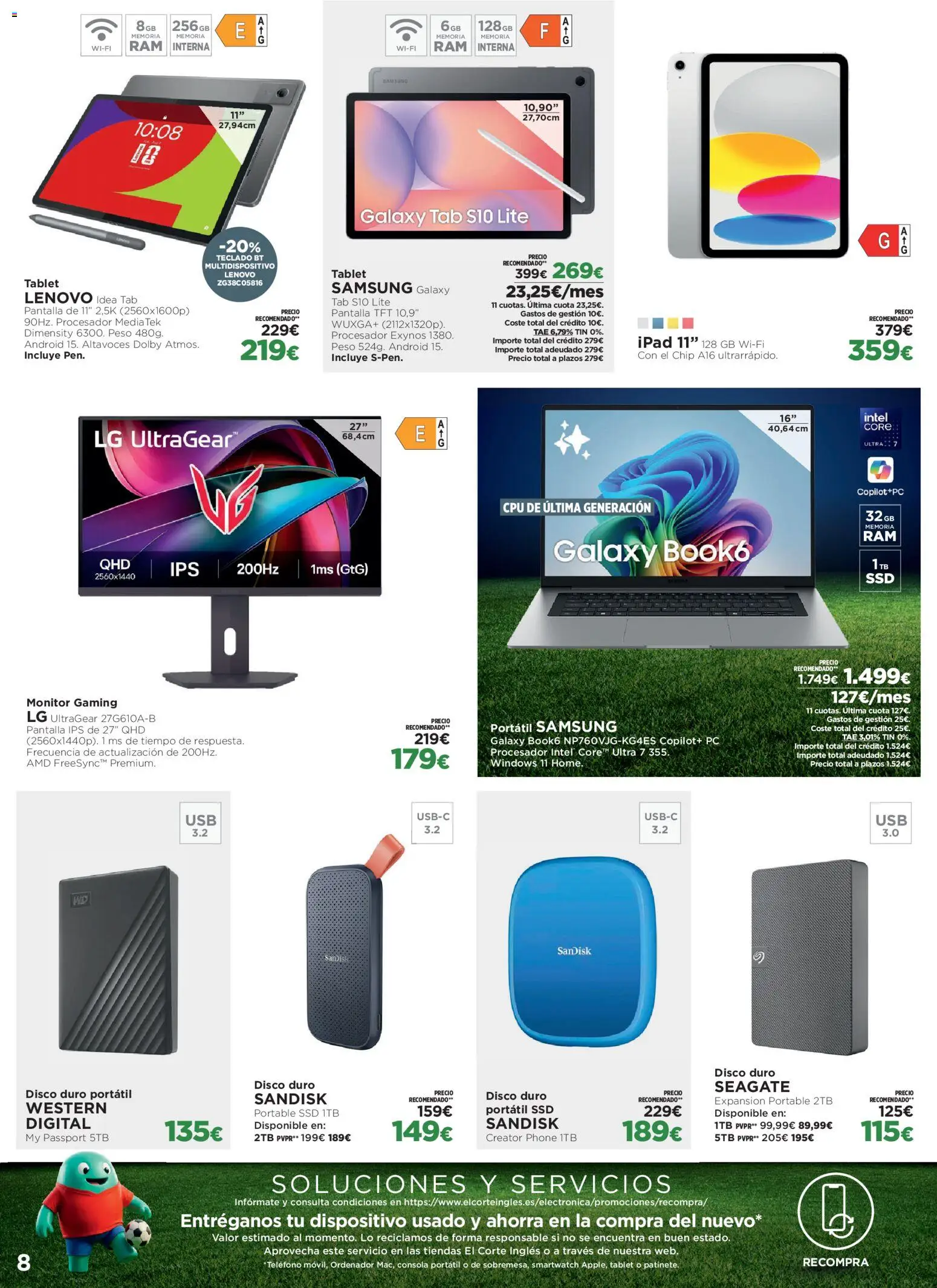 El Corte Inglés ofertas │ válido desde el 08.06.2026 | Página: 8 | Productos: Altavoces, Monitor, PC, Teclado