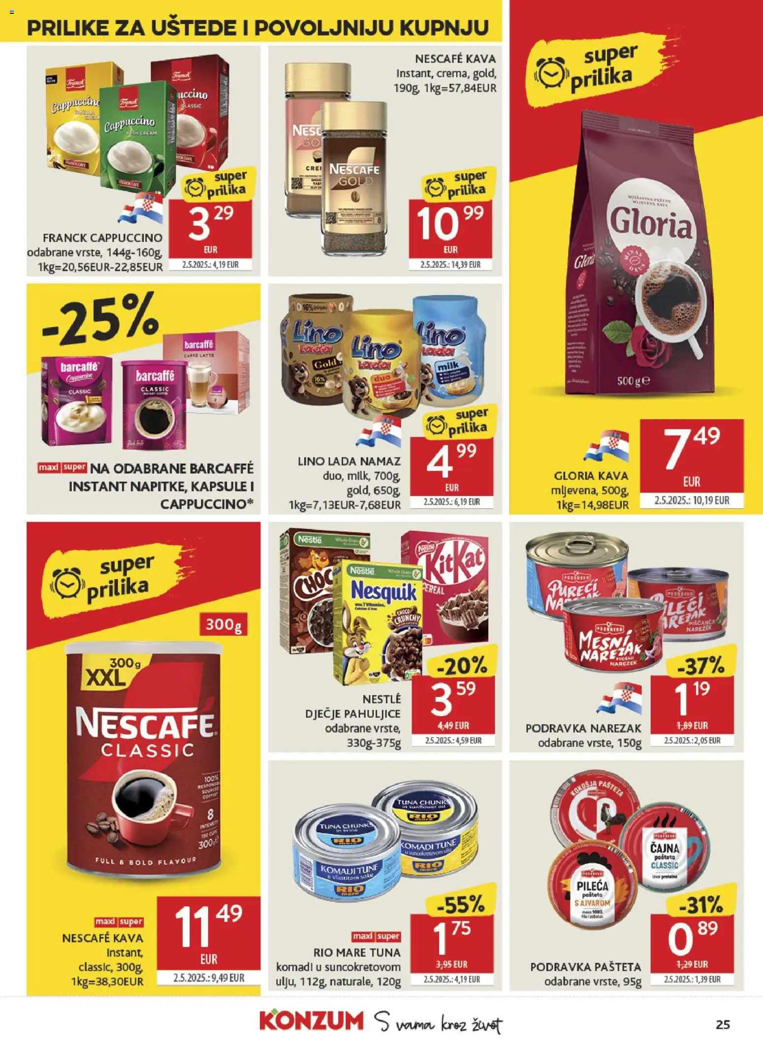 Konzum katalog | vrijedi od 29.04.2026 | Stranica: 25 | Proizvodi: Narezak, Barcaffe, Nesquik, Namaz