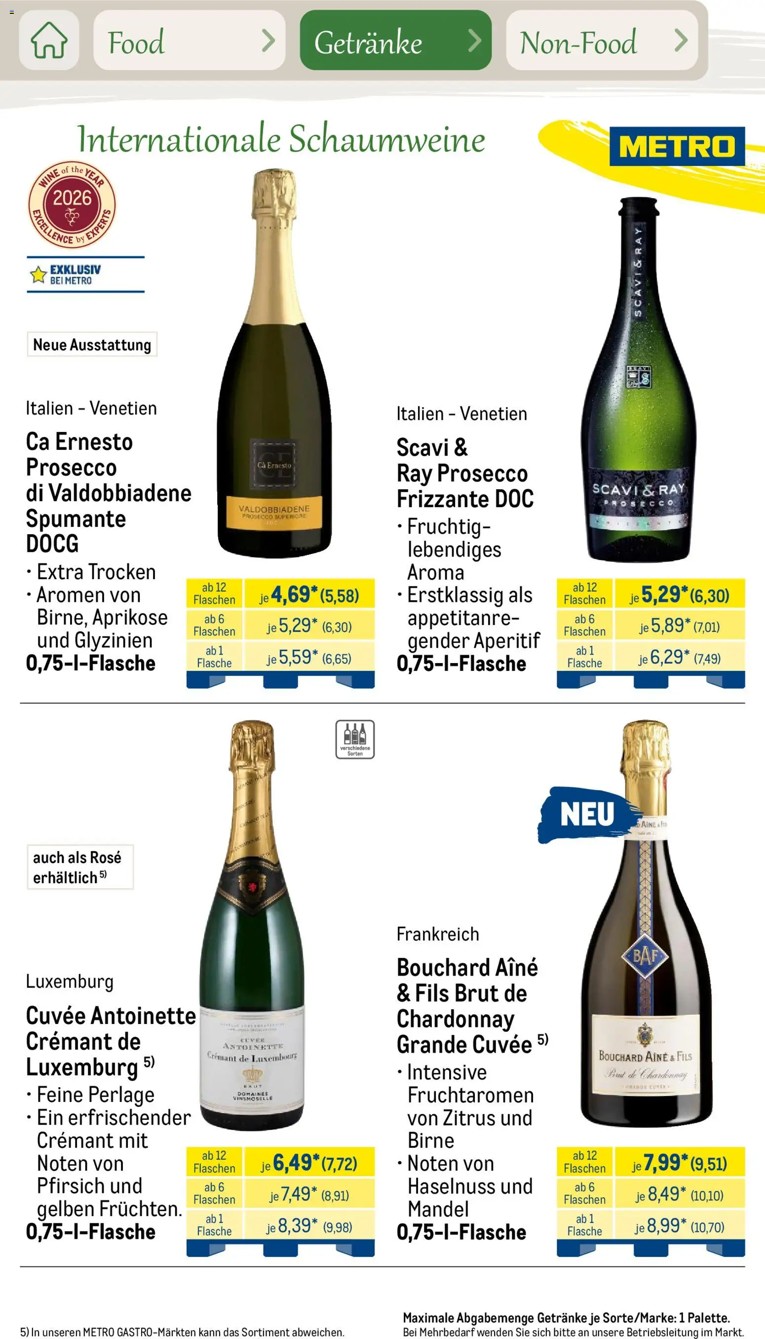 Metro Saisonkatalog Outdoor Dining – gültig ab 01.06.2026 | Seite: 39 | Produkte: Prosecco, Pfirsich, Birne