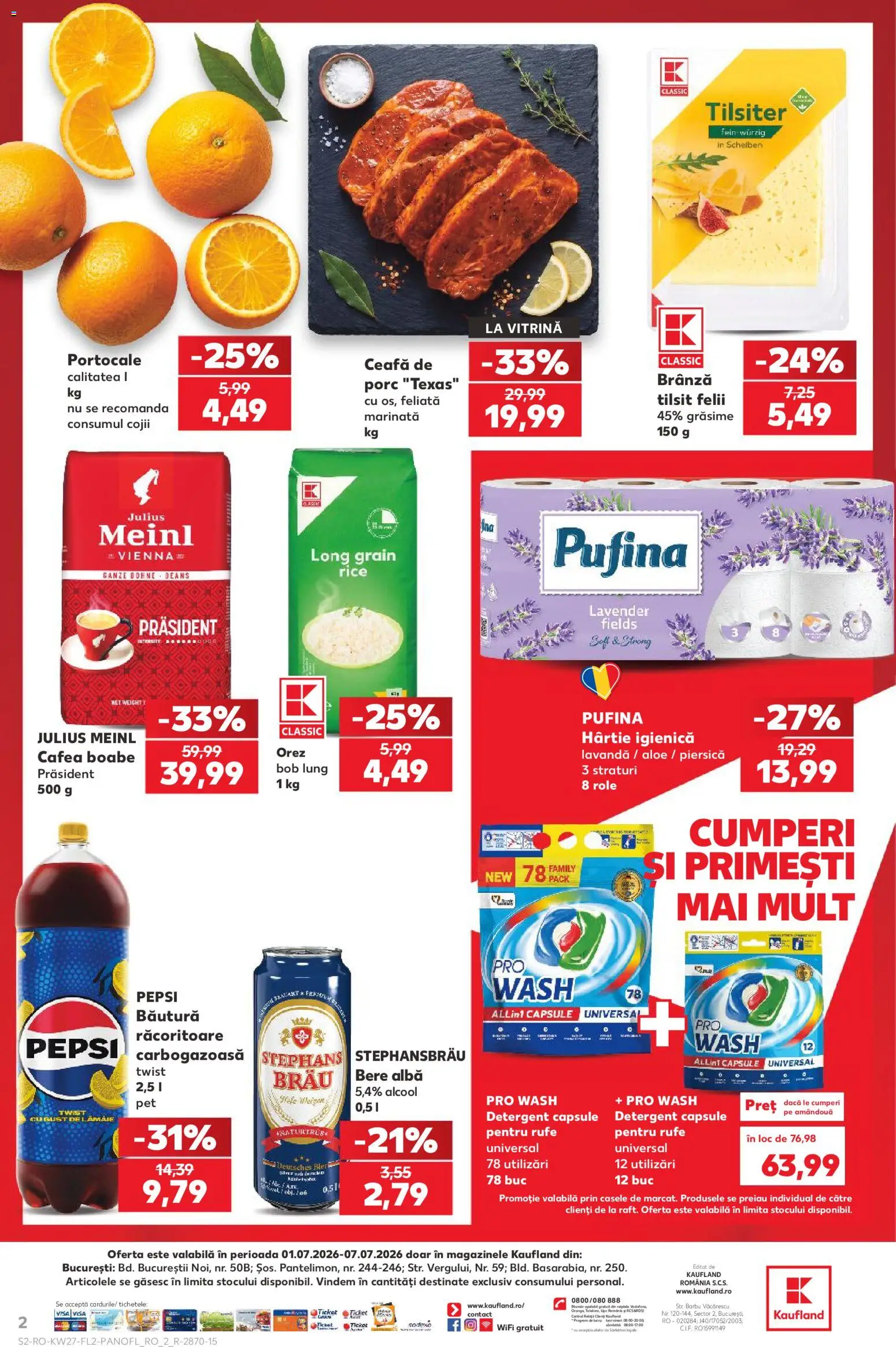 Noul catalog Kaufland – valabil de la 01.07.2026 | Pagină: 2 | Produse: Role, Bere, Detergent, Lămâie