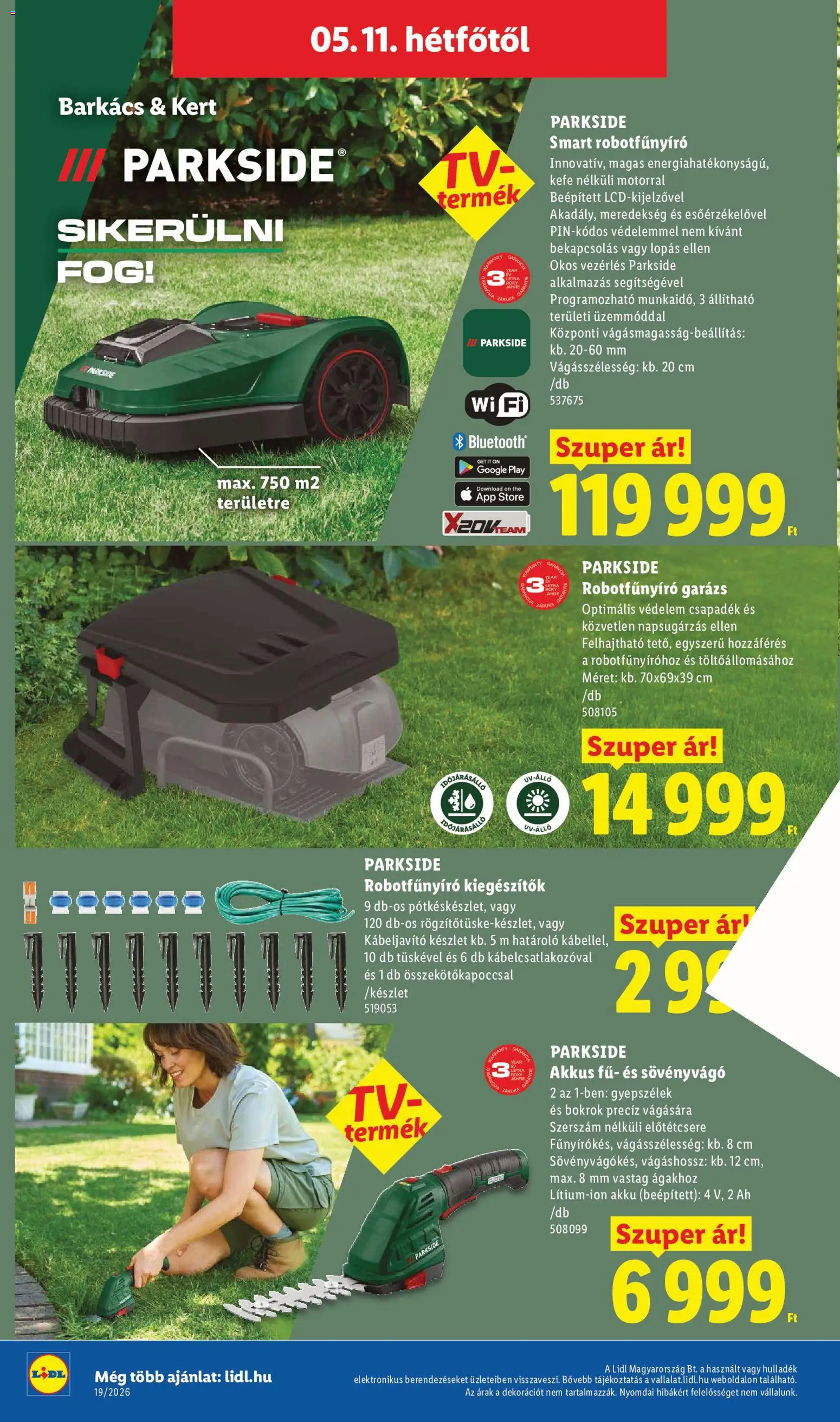 Lidl akciós ujság - amely érvényes a következő dátumtól: 07.05.2026 | Oldal: 20 | Termékek: Parkside, Sövényvágó, Kefe