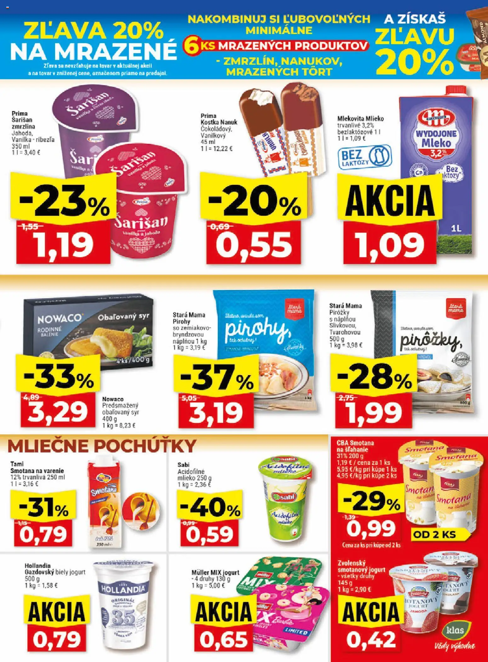 Nové Klas akcie – leták je platný od 13.07.2026 | Strana: 9 | Produkty: Jogurt, Obaľovaný syr, Smotana na varenie, Vanilka