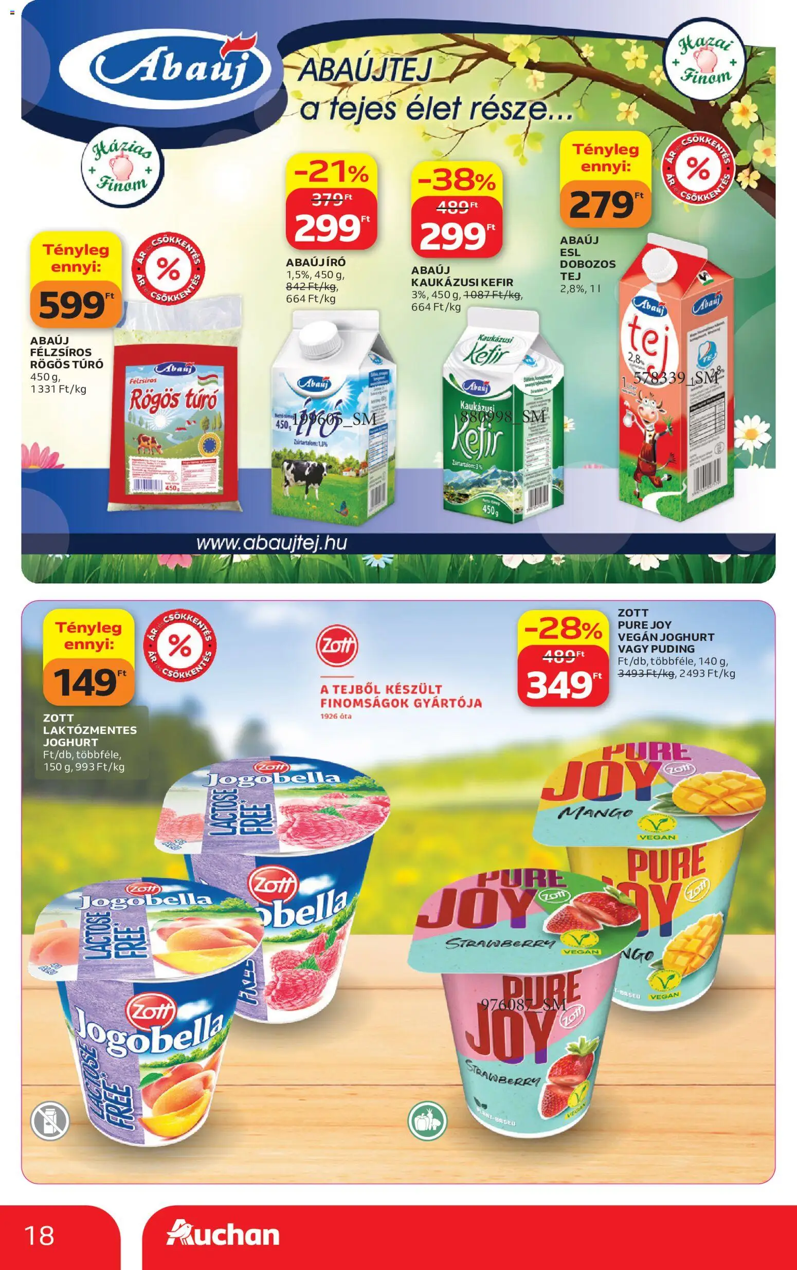 Auchan akciós ujság - amely érvényes a következő dátumtól: 2026.07.16. | Oldal: 18 | Termékek: Puding, Rögös túró, Vegán, Túró