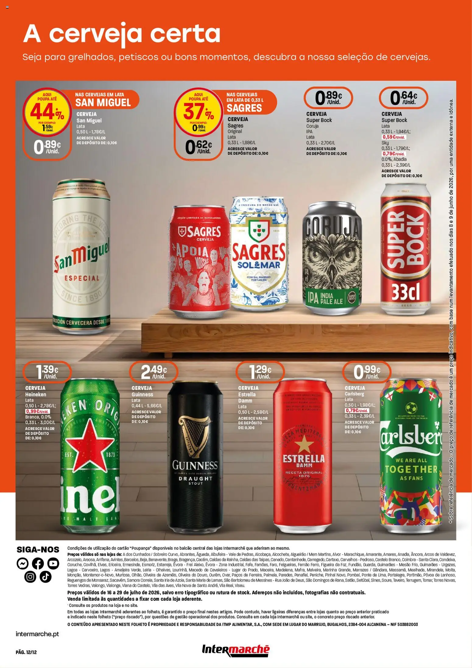 Intermarché folheto Super │ válido de 16/07/2026 | Página: 12 | Produtos: Super bock, Base, Sal, Cerveja
