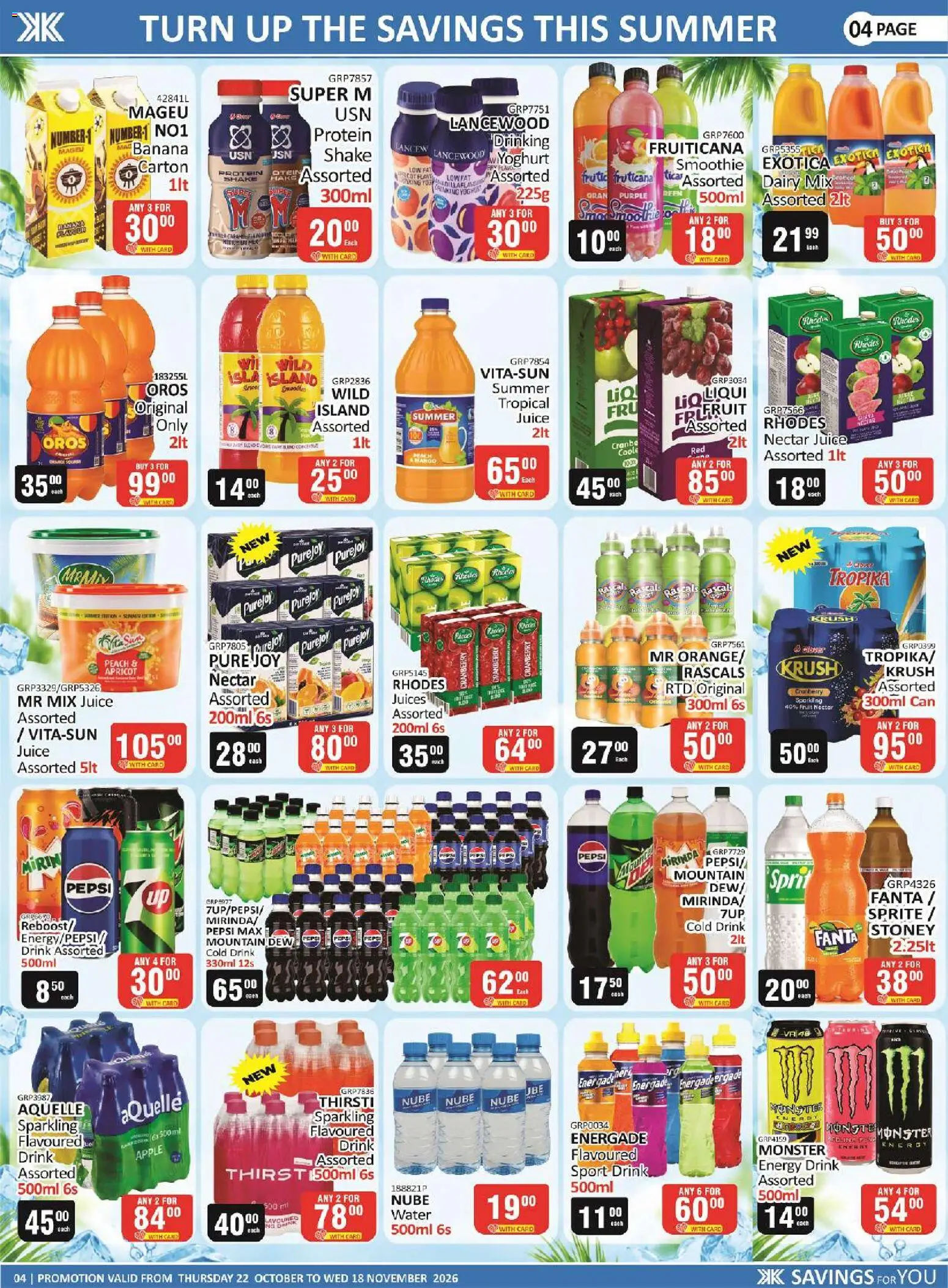 New KIT KAT Cash & Carry catalogue – valid from 22/10/2026 | Page: 4 | Products: Pepsi Max, Protein, Juice, Fruit