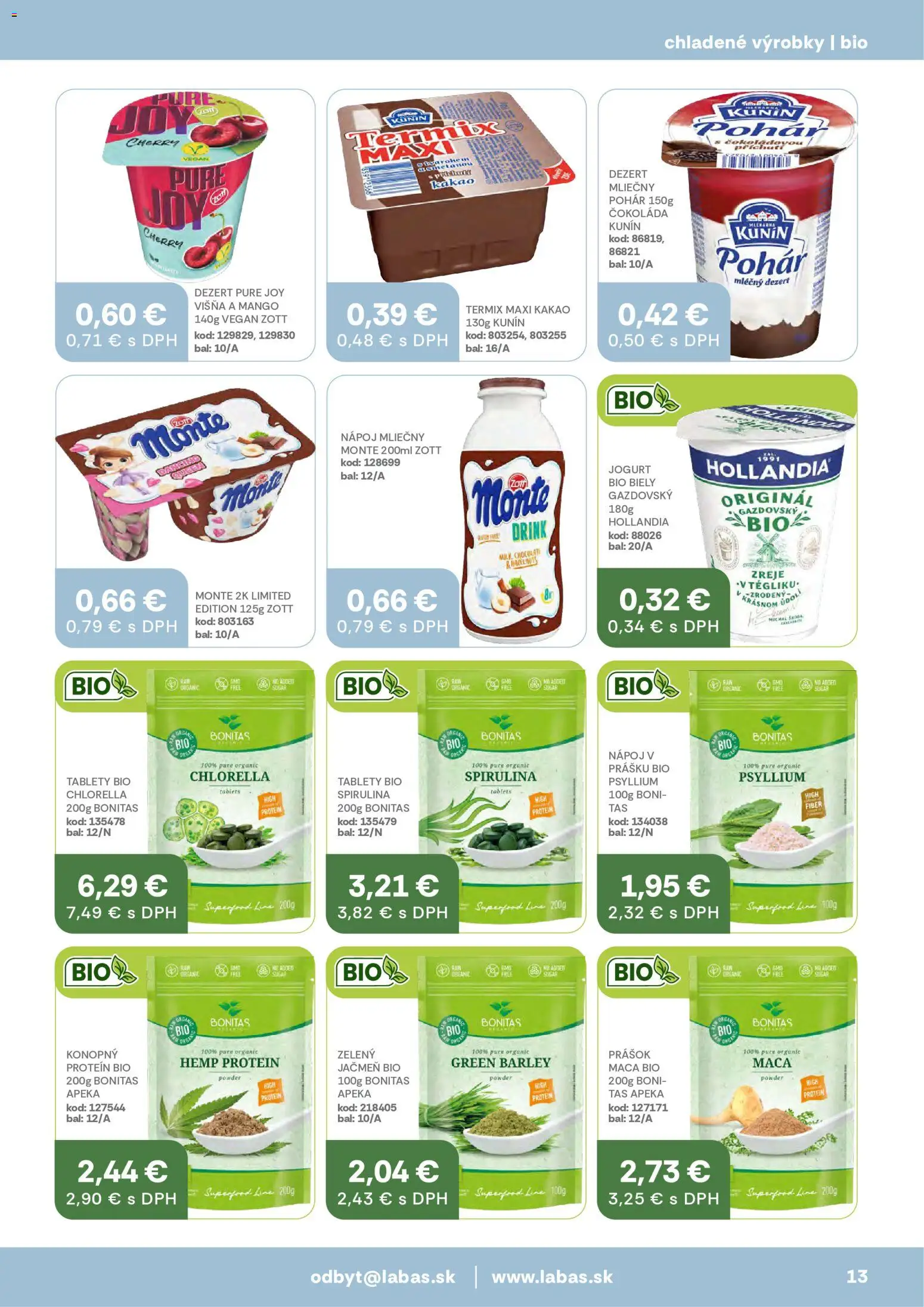 Nové Labaš akcie – leták je platný od 17.07.2026 | Strana: 13 | Produkty: Jogurt, Čokoláda, Mango, Kakao