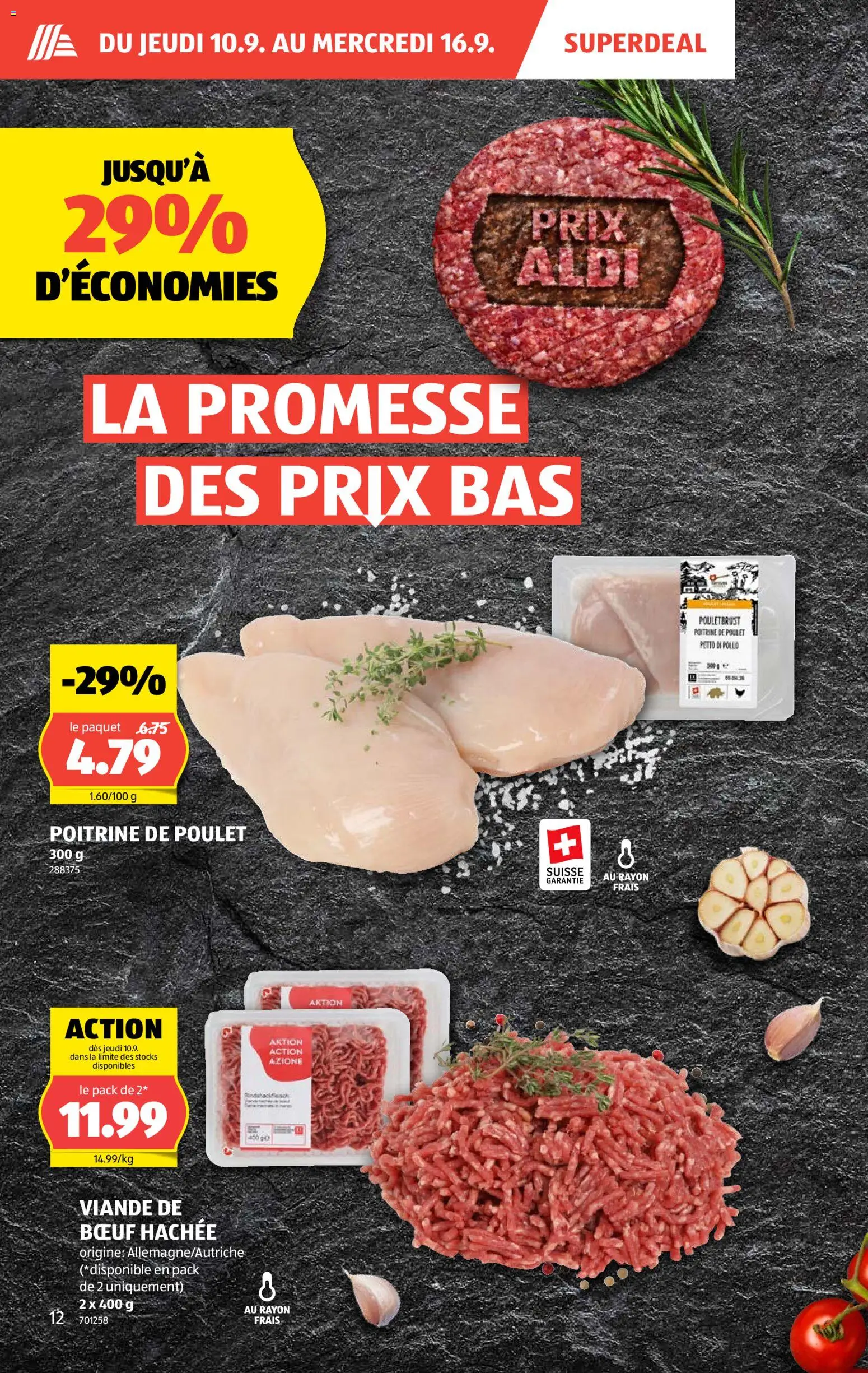 Aldi aktionen FR – gültig ab 10.09.2026 | Seite: 12 | Produkte: Pouletbrust