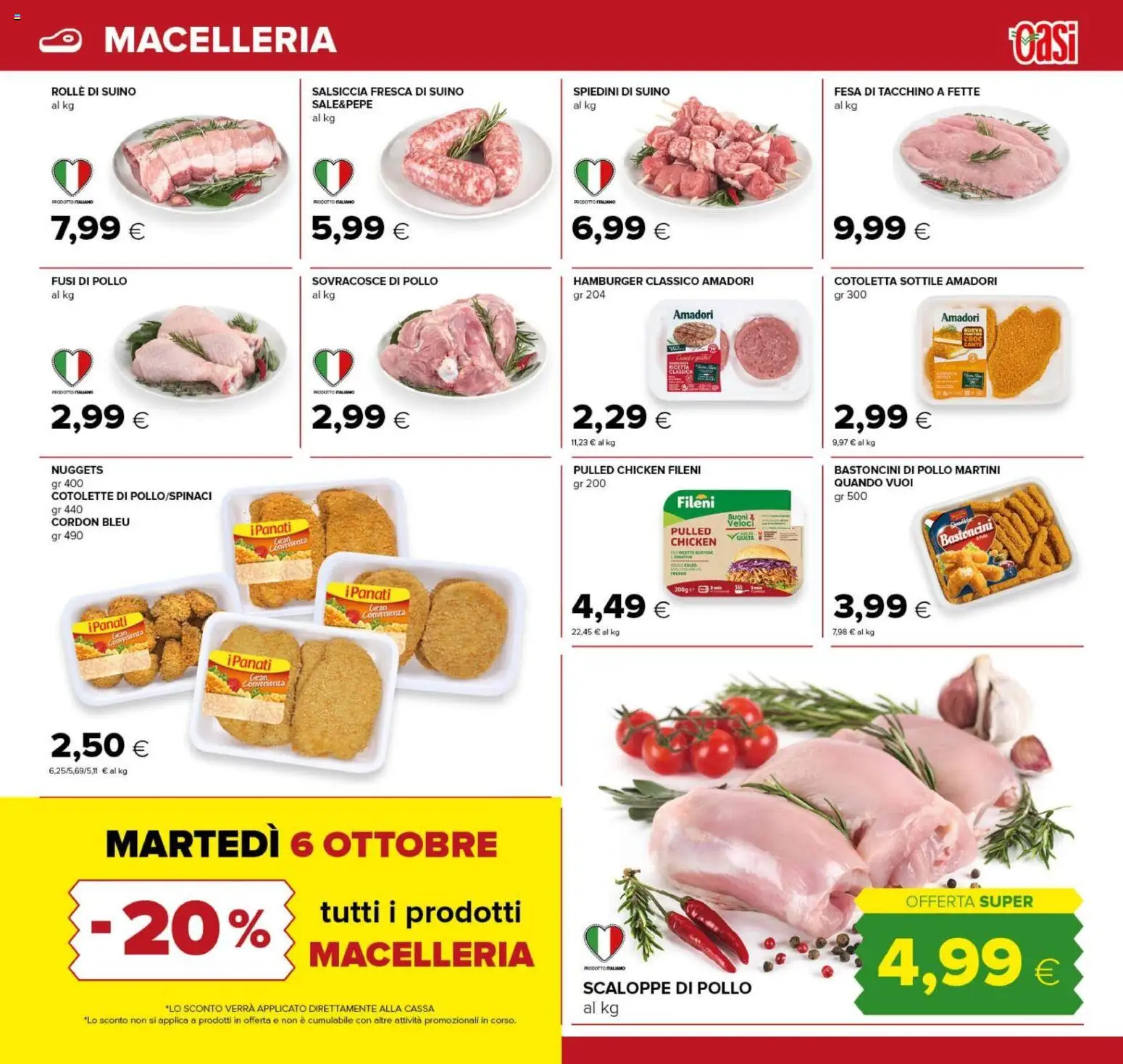 Volantino Oasi del 25/09/2026 | Pagina: 9 | Prodotti: Pollo, Nuggets, Tacchino, Salsiccia
